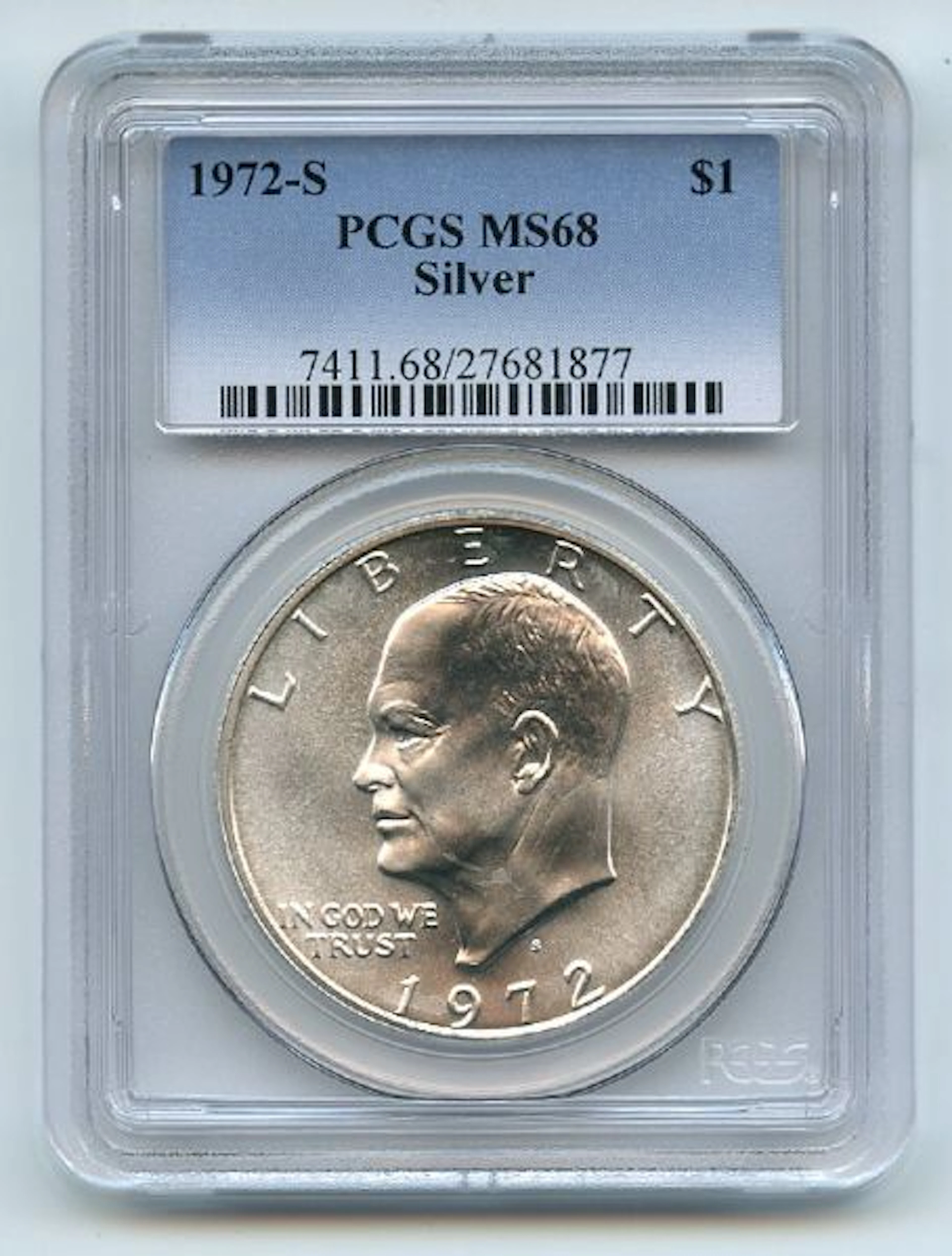 1972 S $1 Silver Ike Eisenhower Dollar PCGS MS68 coin