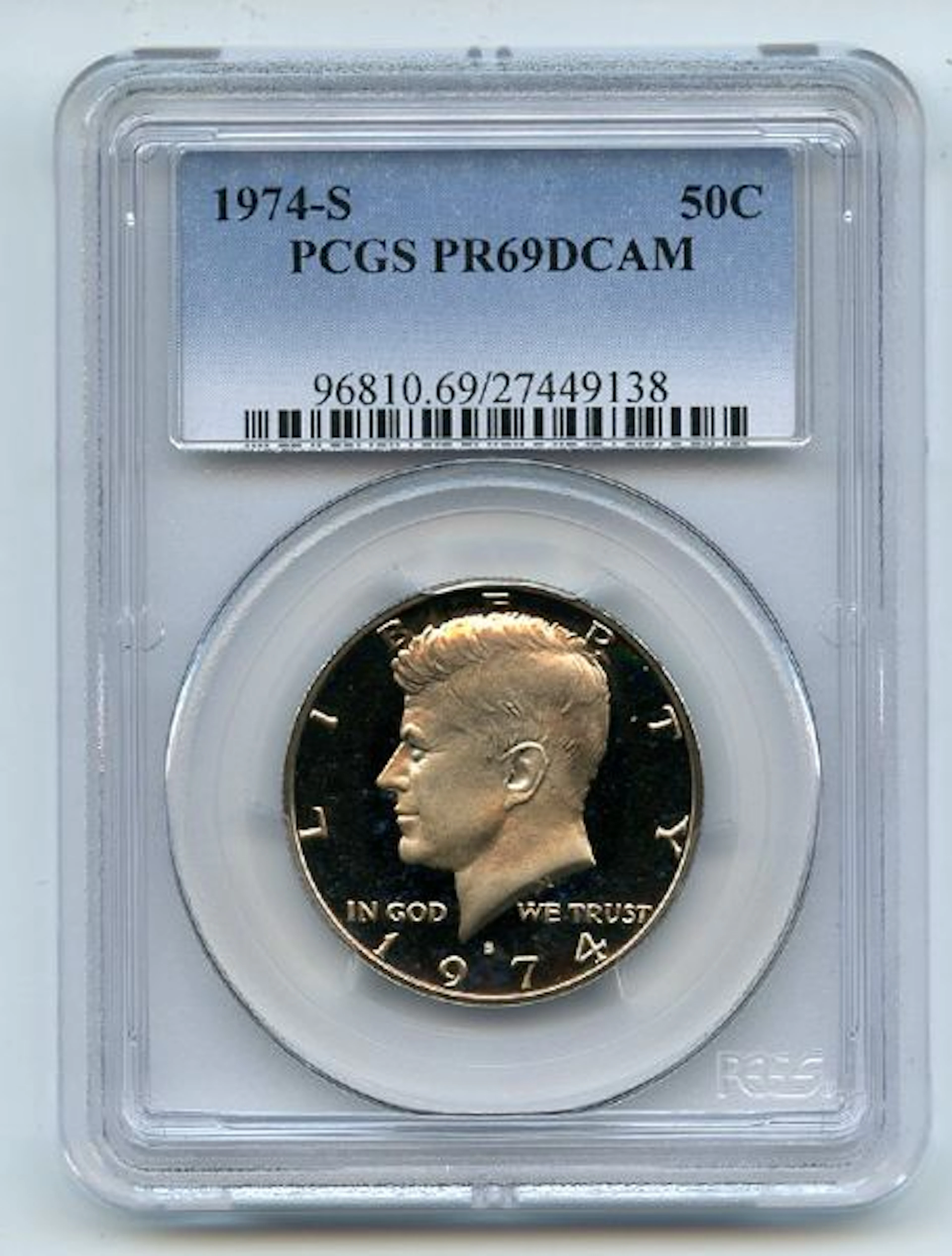 1974 S 50C Kennedy Half Dollar Proof PCGS PR69DCAM coin