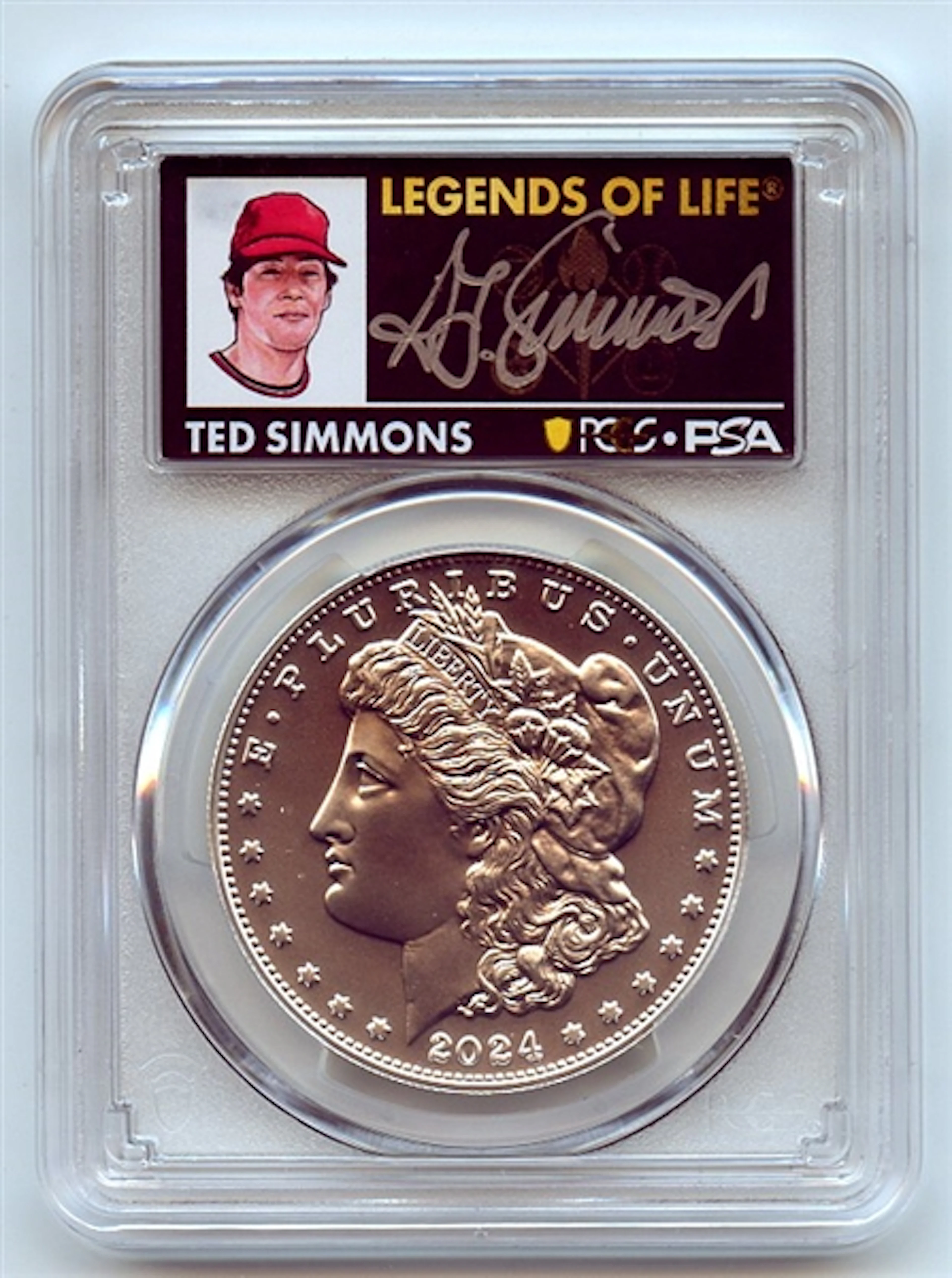 2024 $1 Silver Morgan Dollar PCGS MS70 FS Legends of Life Ted Simmons coin