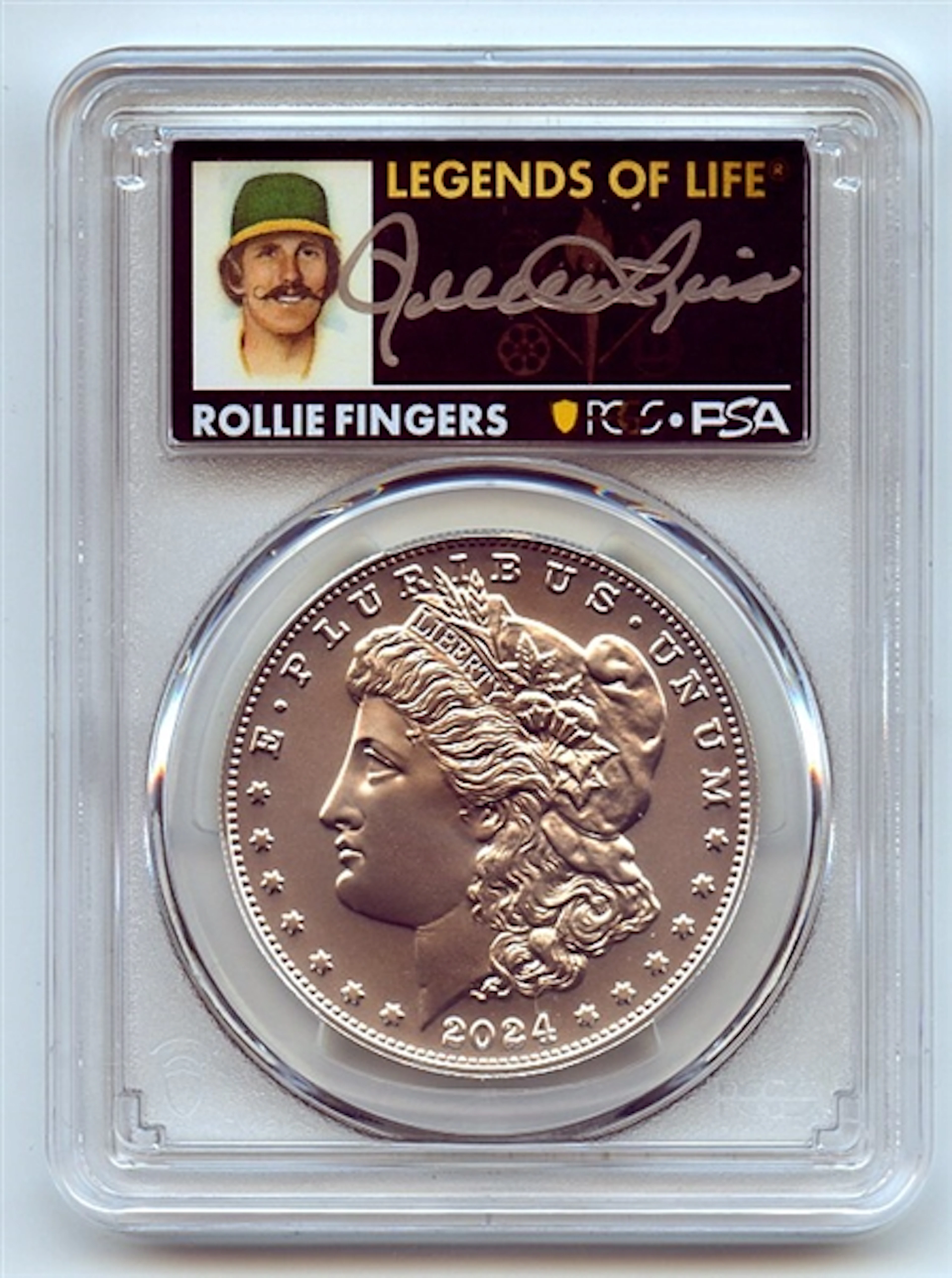 2024 $1 Silver Morgan Dollar PCGS MS70 FS Legends of Life Rollie Fingers coin