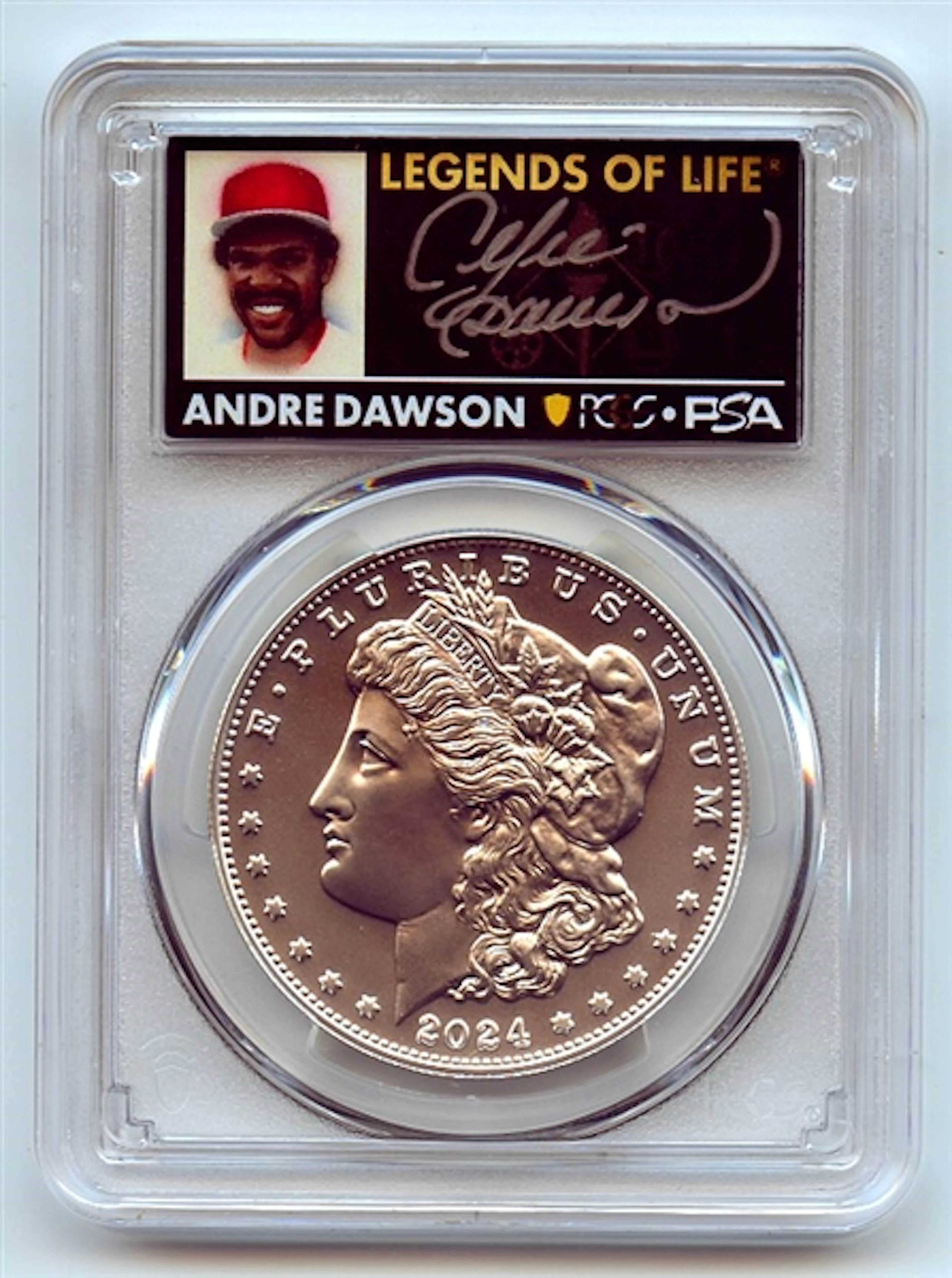 2024 $1 Silver Morgan Dollar PCGS MS70 FS Legends of Life Andre Dawson coin