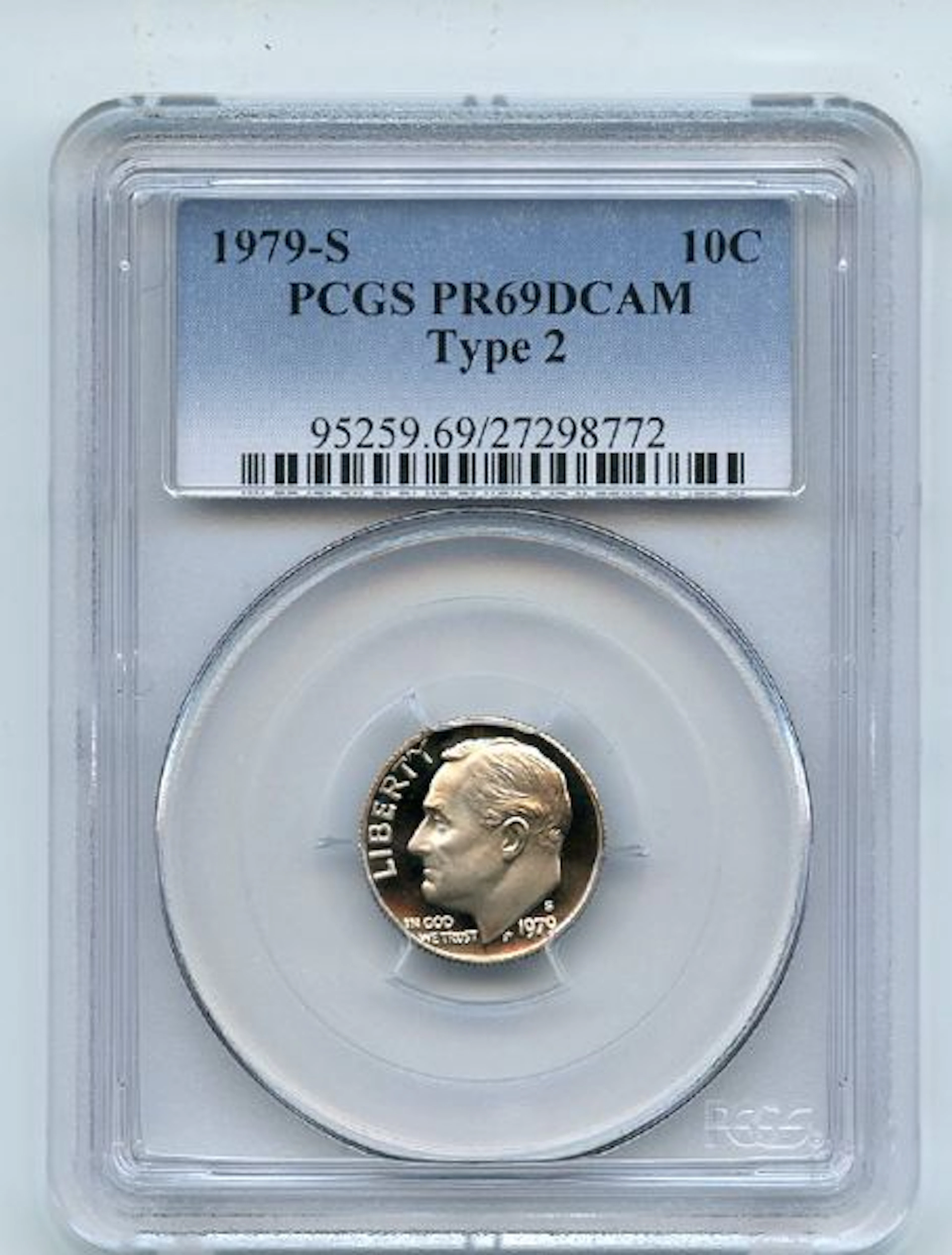 1979 S 10C T2 Type 2 Roosevelt Dime Proof PCGS PR69DCAM coin