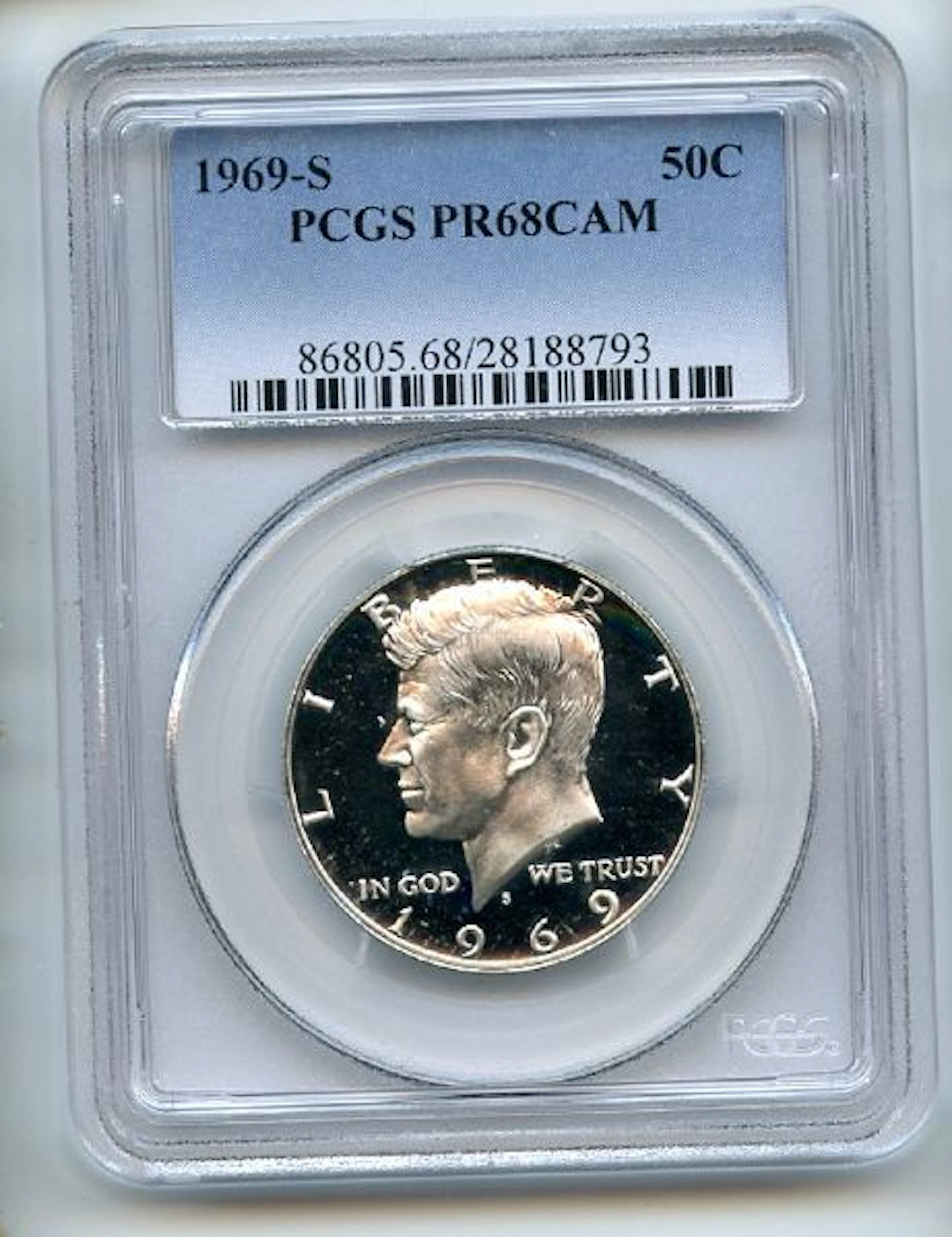 1969 S 50C Kennedy Half Dollar PCGS PR68CAM coin