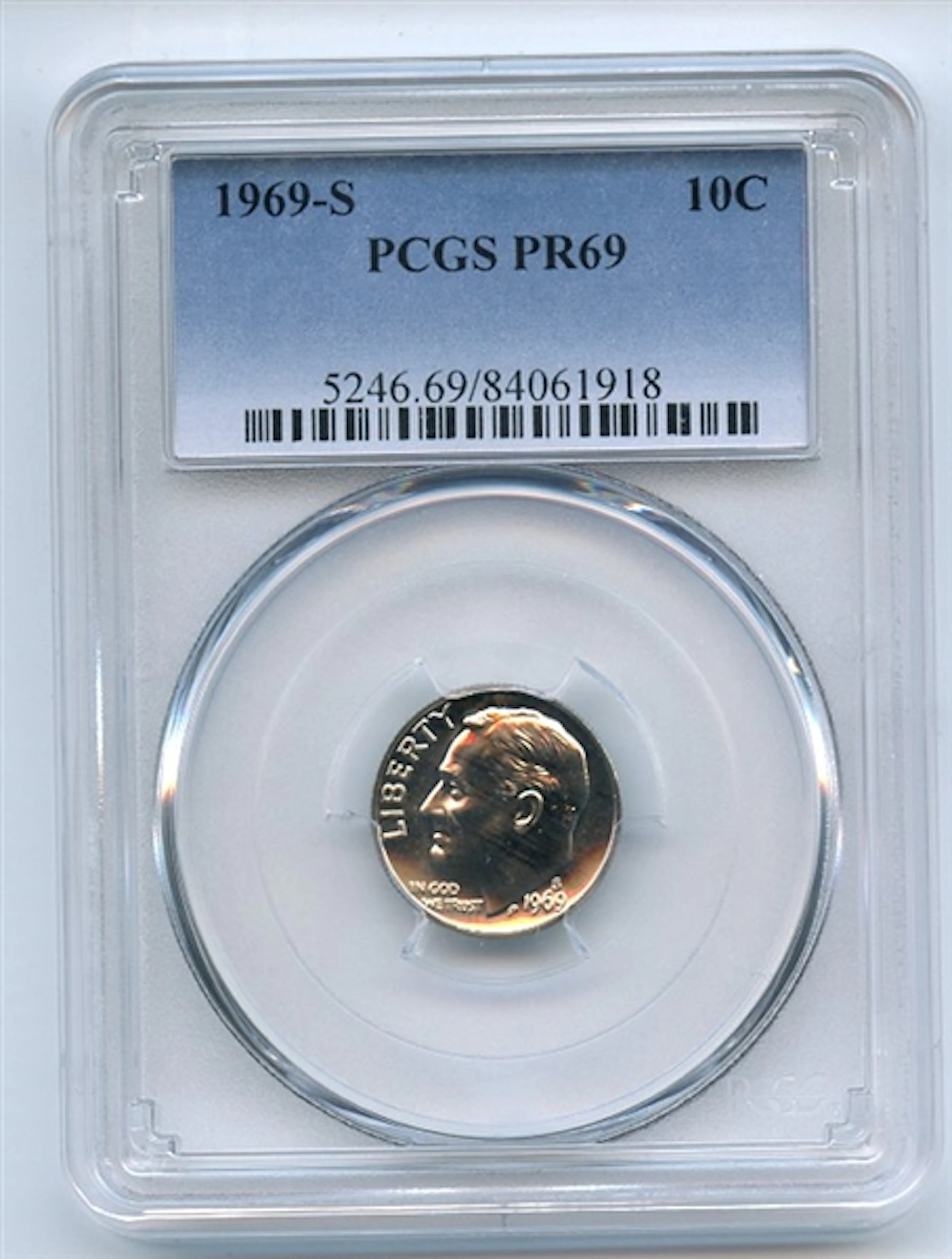 1969 S 10C Roosevelt Dime PCGS PR69 coin