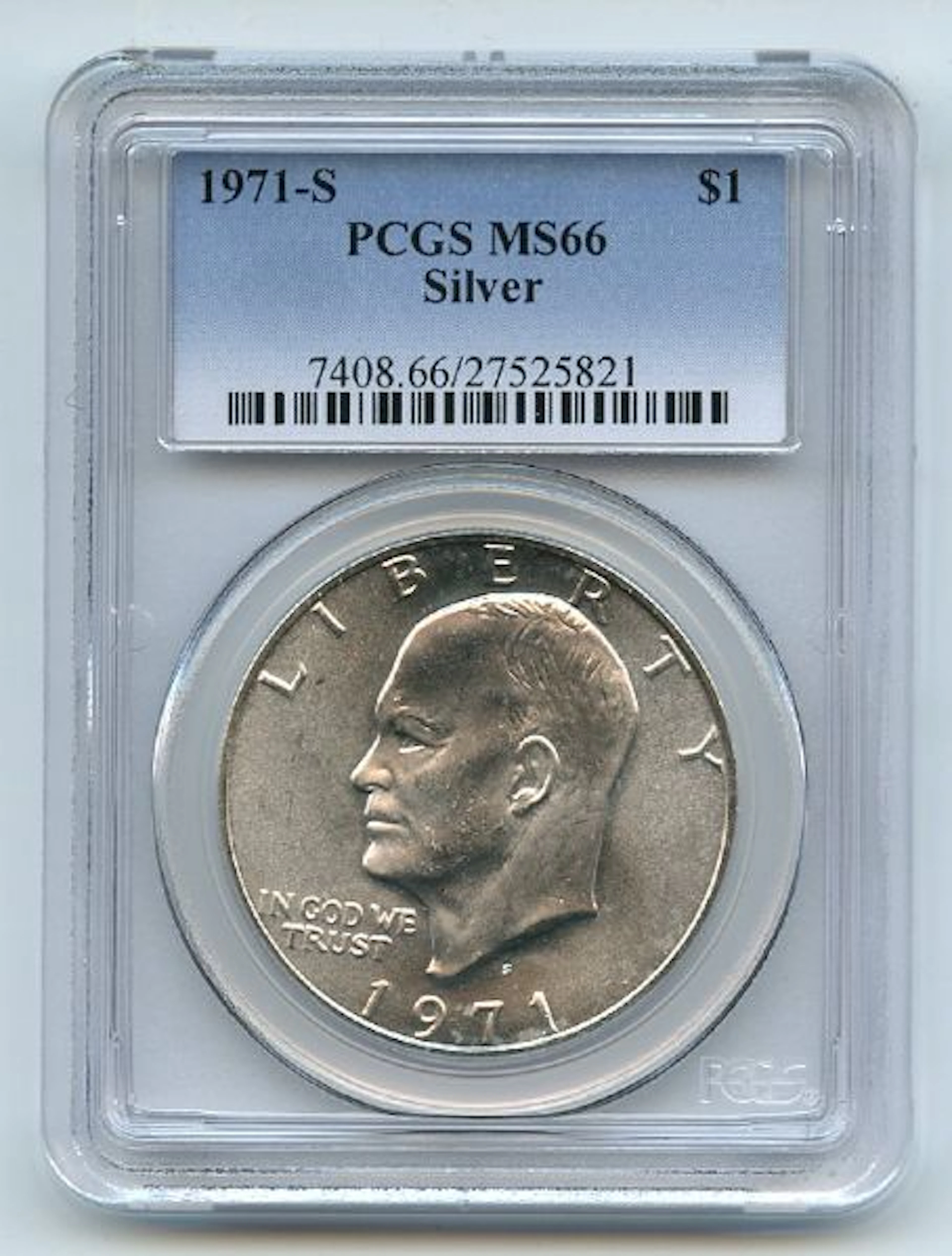 1971 S $1 Silver Ike Eisenhower Dollar PCGS MS66 coin