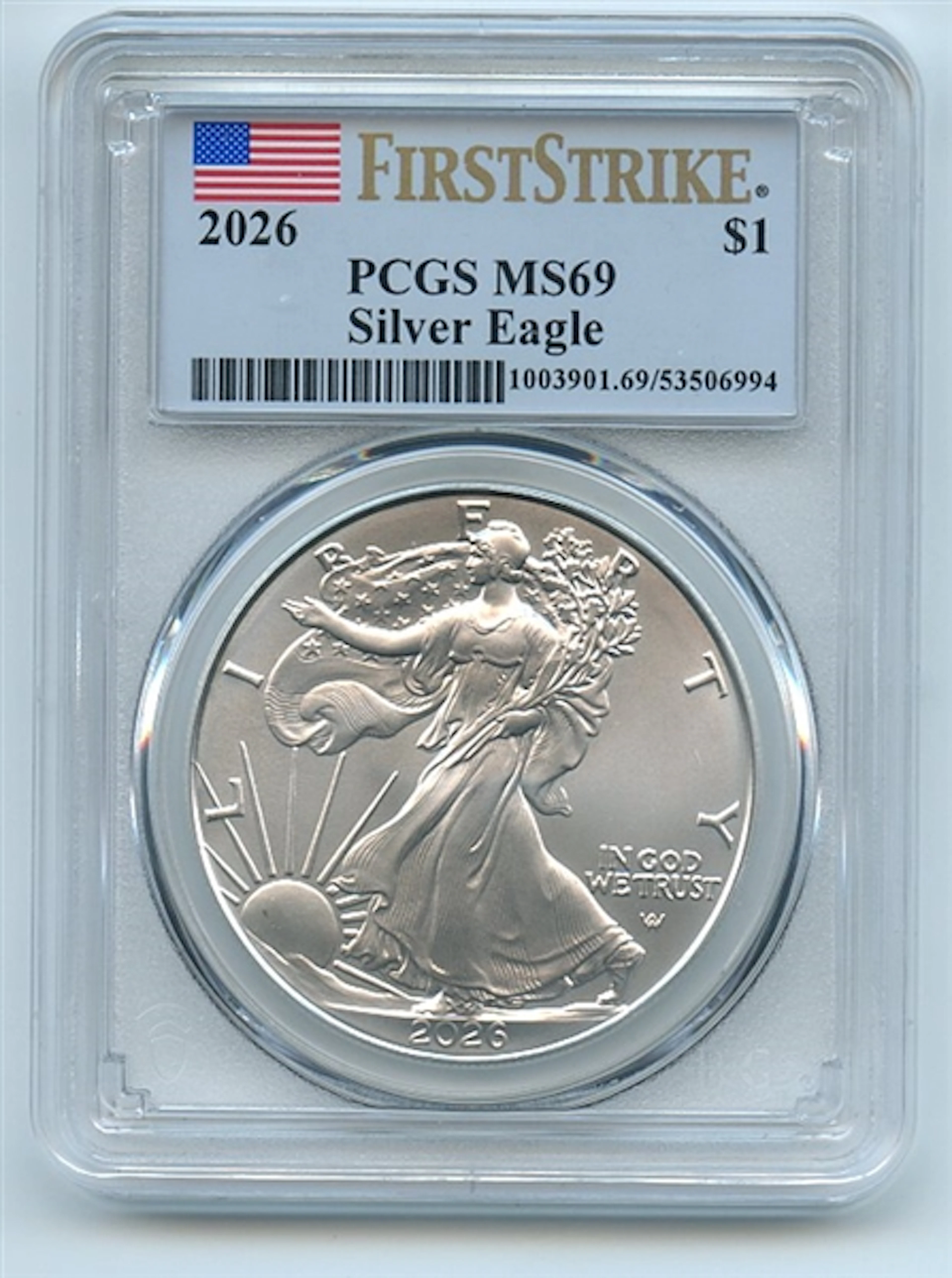 2026 $1 American Silver Eagle Dollar 1oz PCGS MS69 First Strike coin