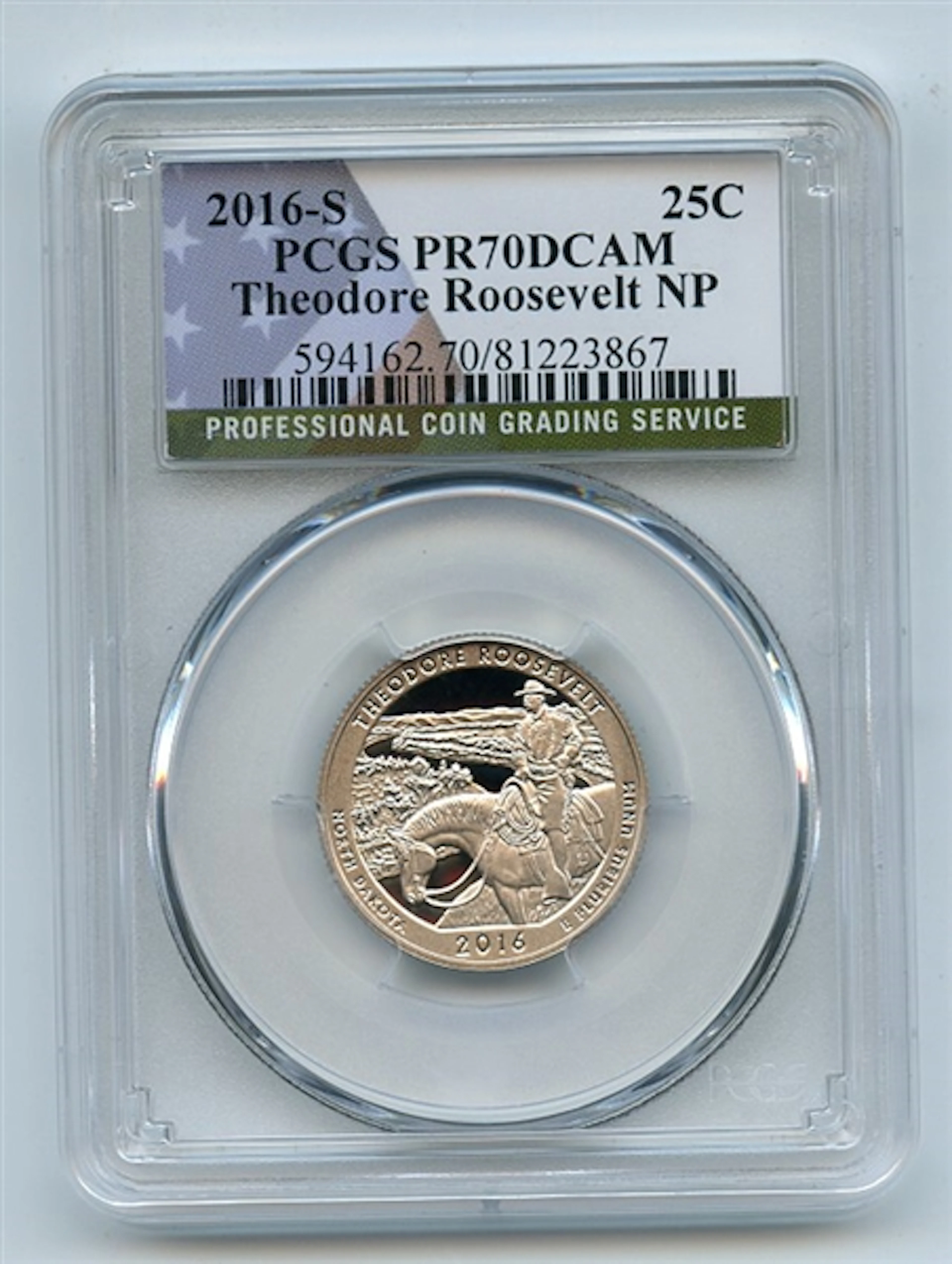 2016 S 25C Clad Theodore Roosevelt Quarter PCGS PR70DCAM coin