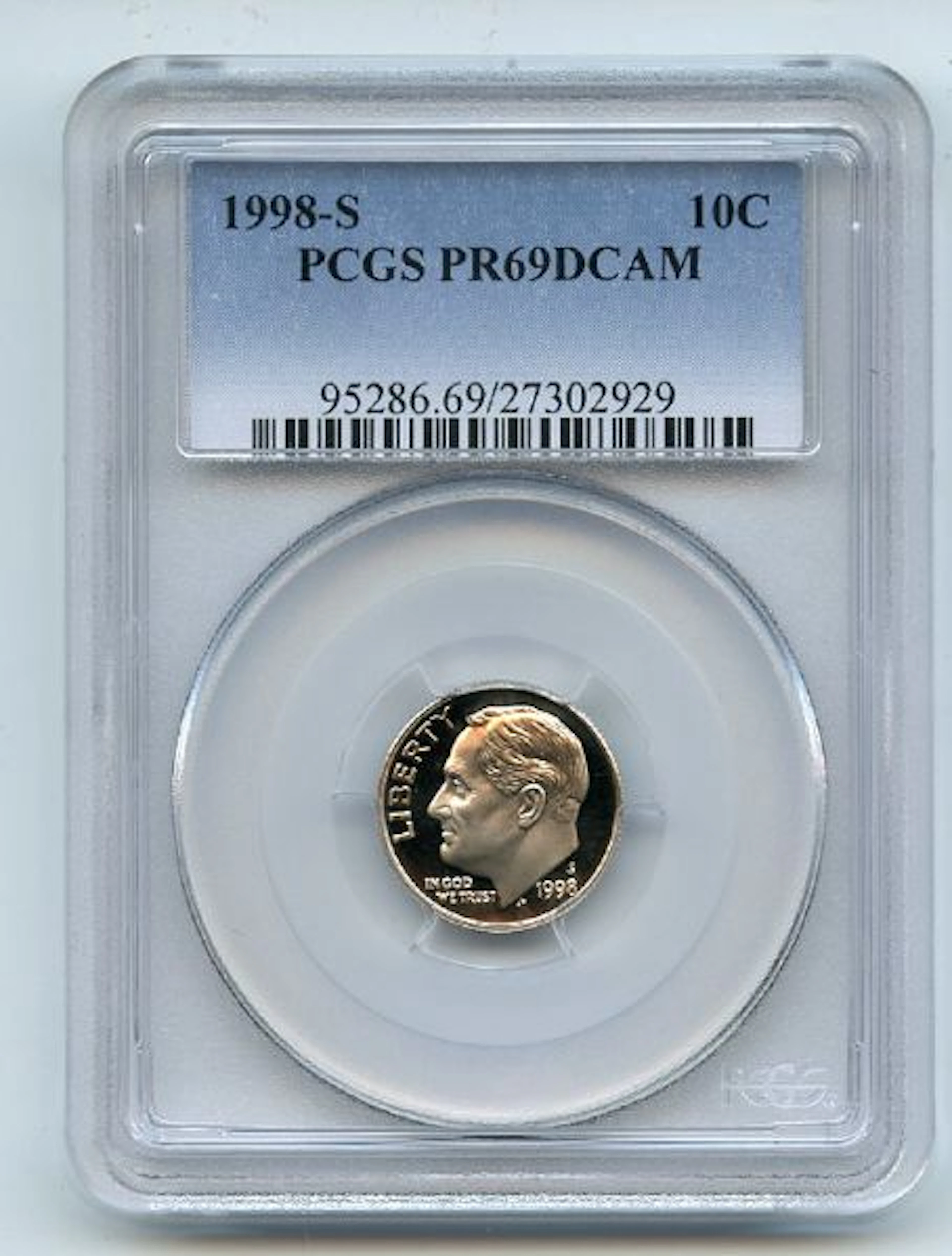 1998 S 10C Roosevelt Dime Proof PCGS PR69DCAM coin