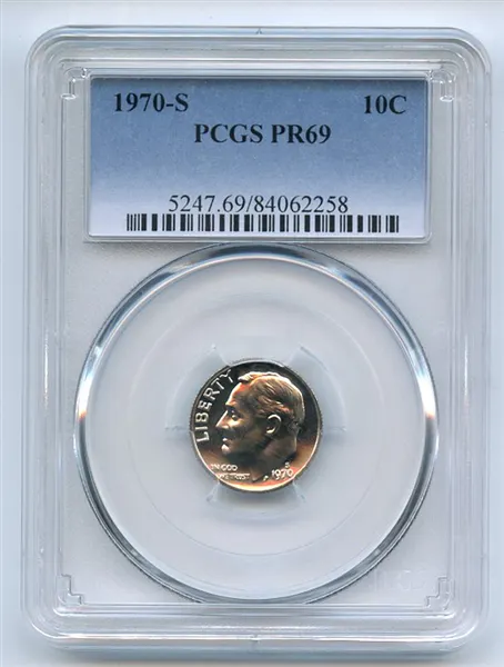 1970 S 10C Roosevelt Dime PCGS PR69 coin | Barnebys