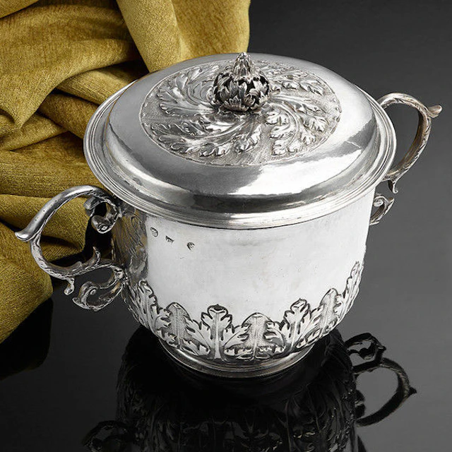 A Large and impressive Charles II Caudle Cup with cover
