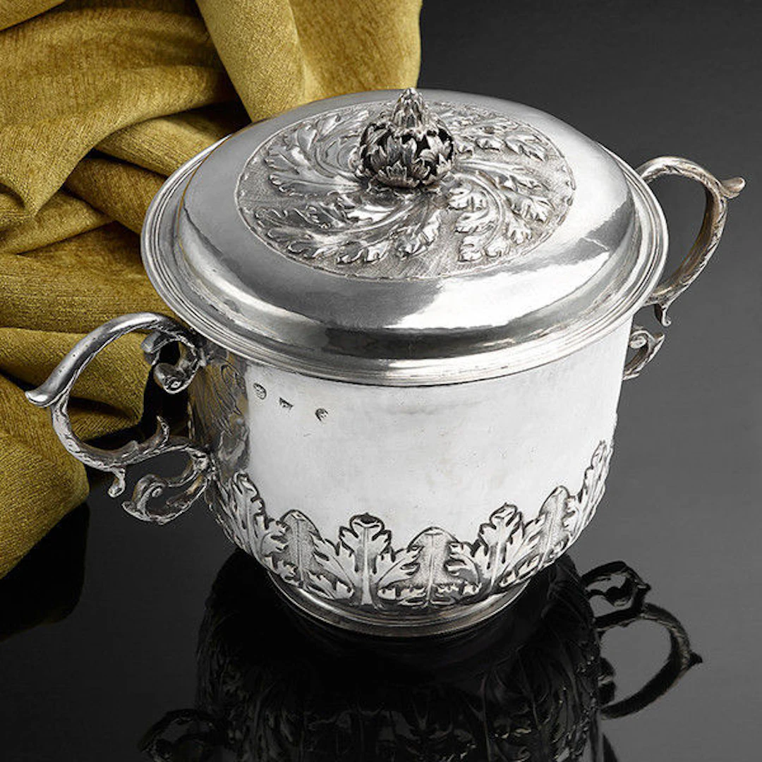 A Large and impressive Charles II Caudle Cup with cover