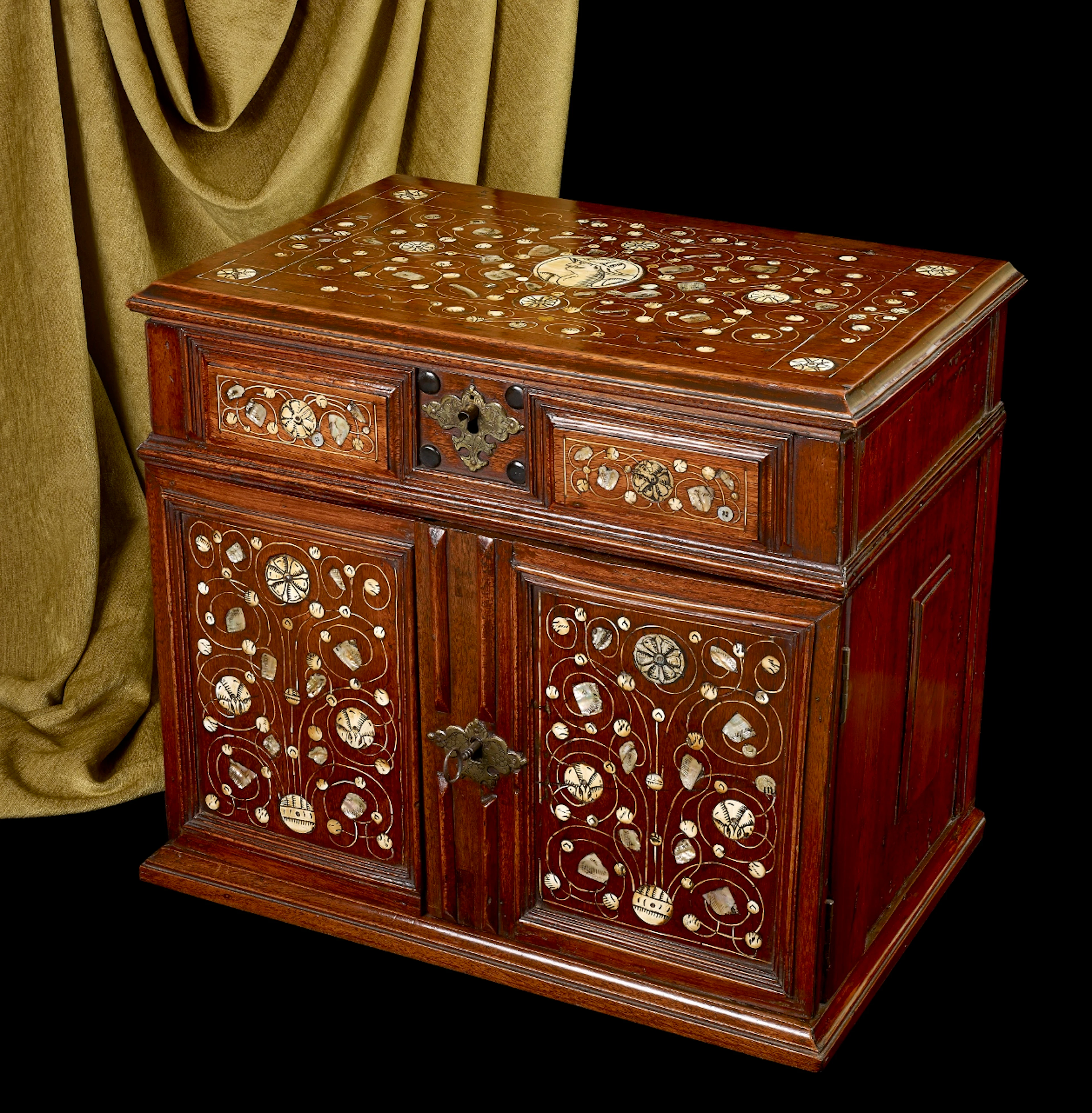 A Walnut table cabinet, English c.1670