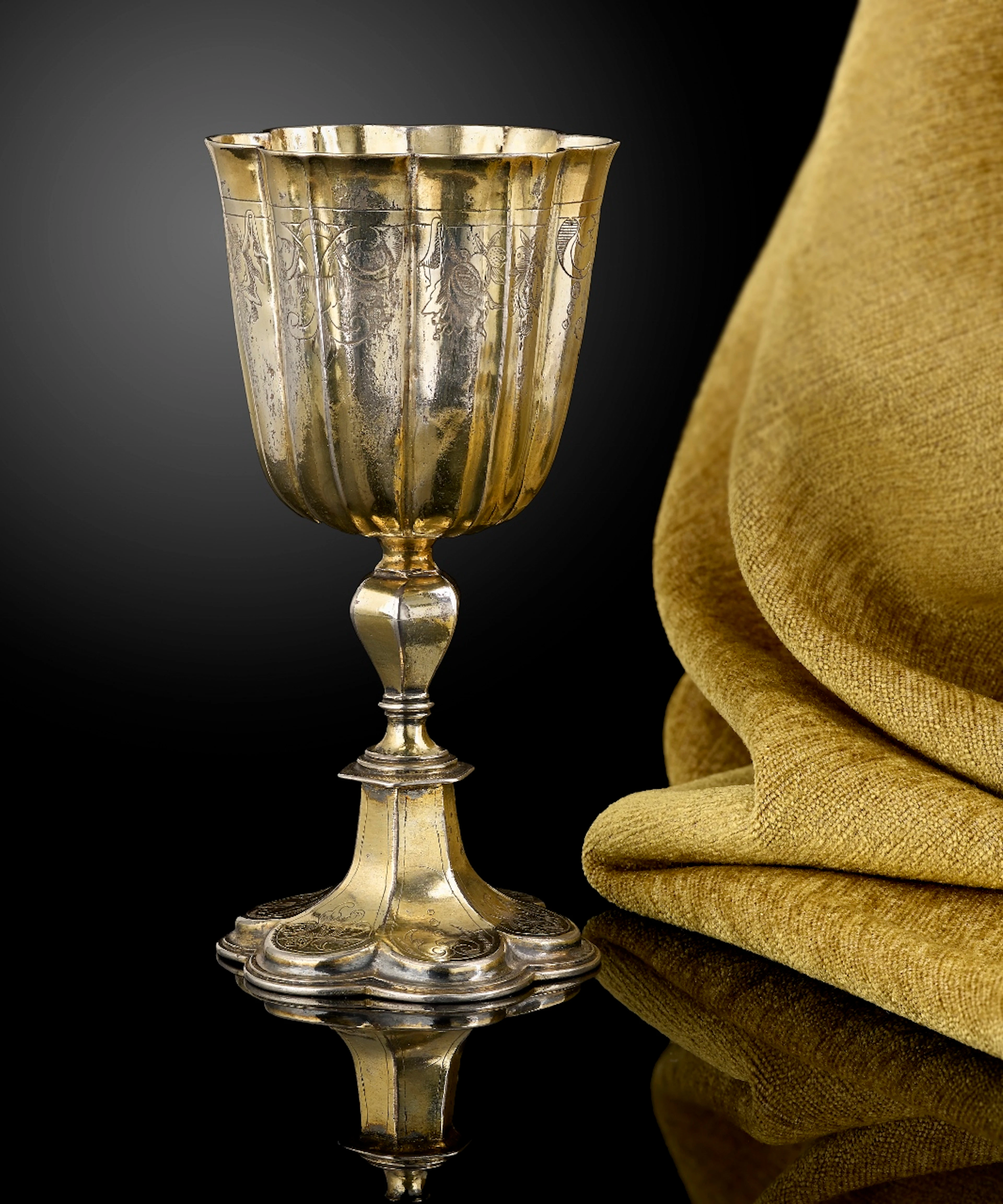 A fine Silver gilt wine cup, German or Swiss c.1630