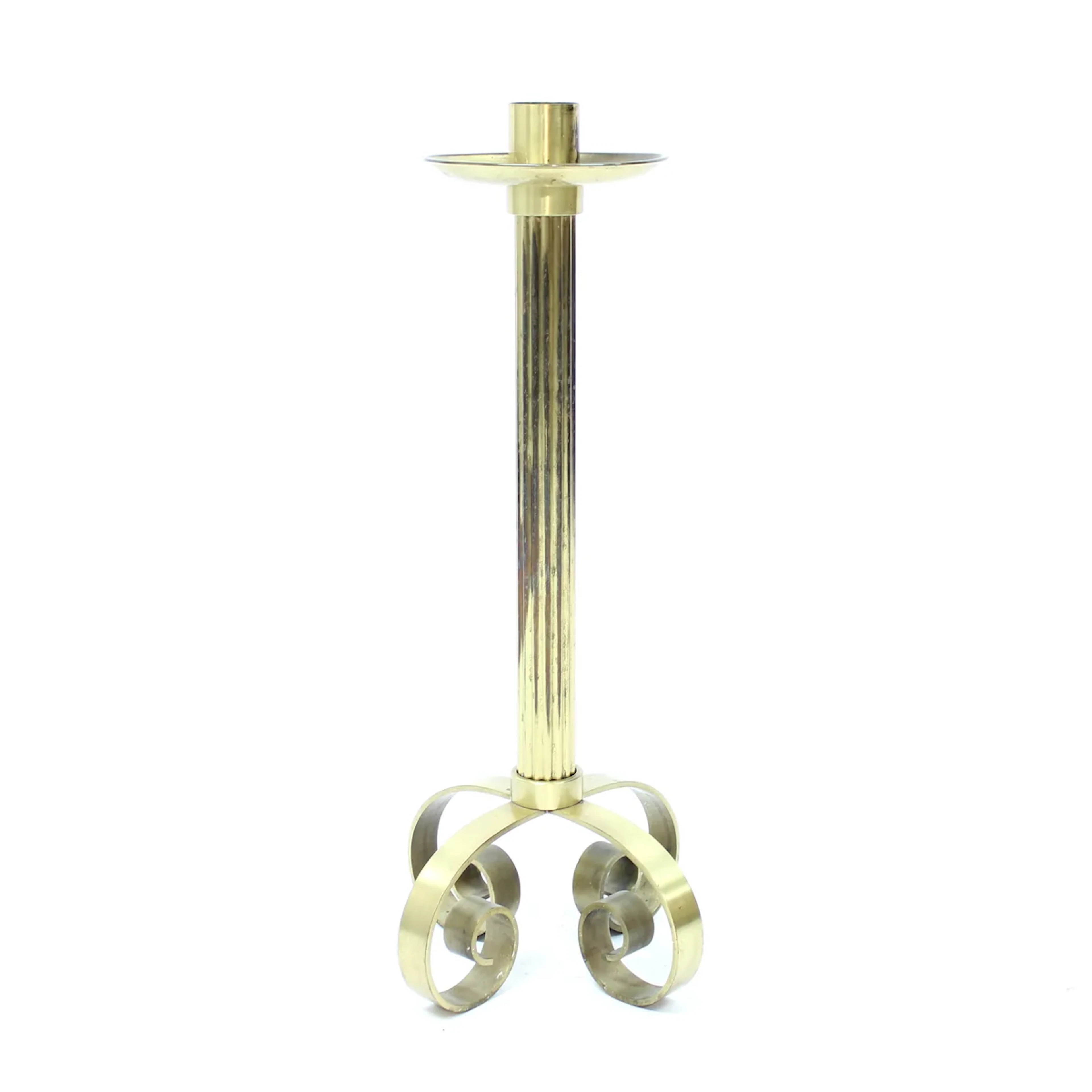 Ivar Ålenius-Bjök, large brass candle holder, Ystad Metall, 1960s