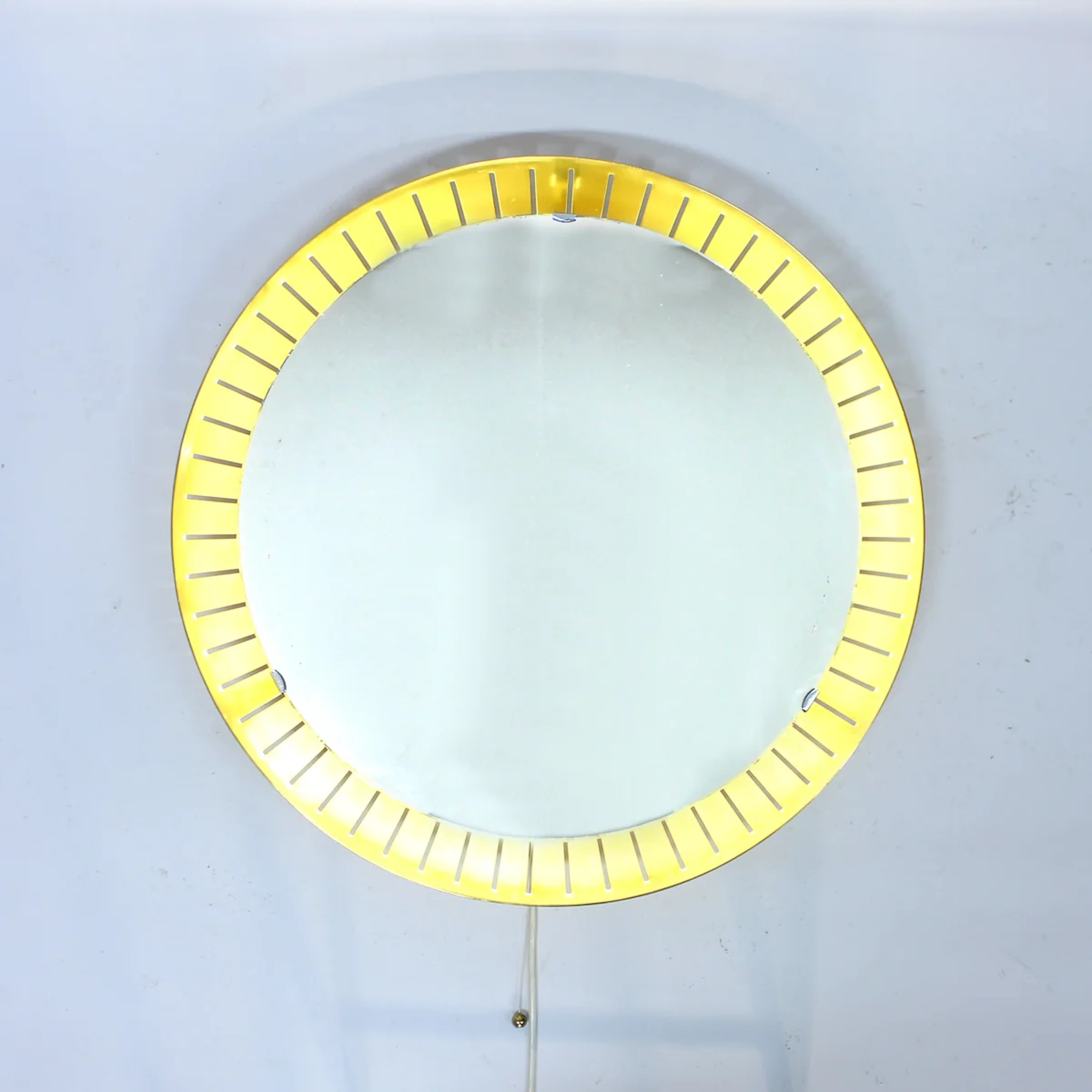 Italian backlit brass mirror by Stilnovo, 1960s