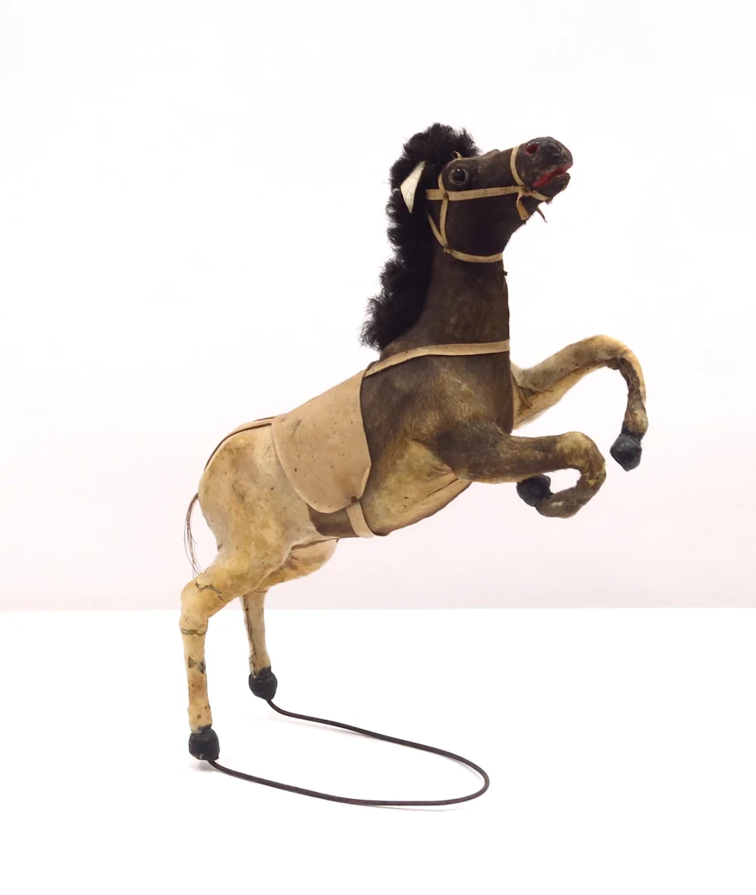 Charming early 20th century toy horse sculpture made of real horse hair
