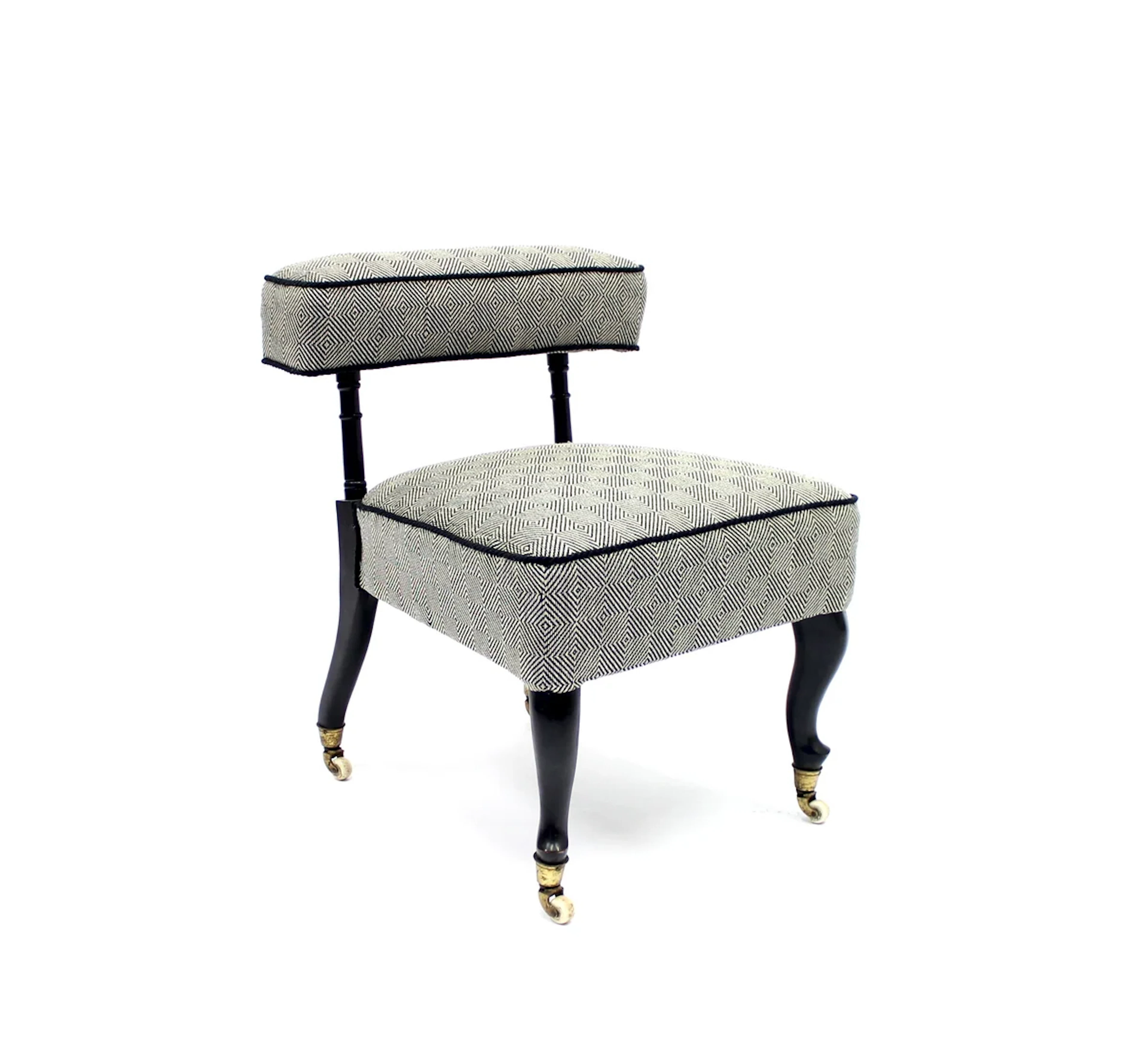 Small antique Slipper chair on castors, late 19th century