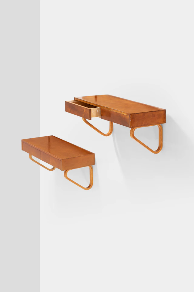 xx Alvar Aalto (1898-1976) Pair of wall-mounted bedside tables