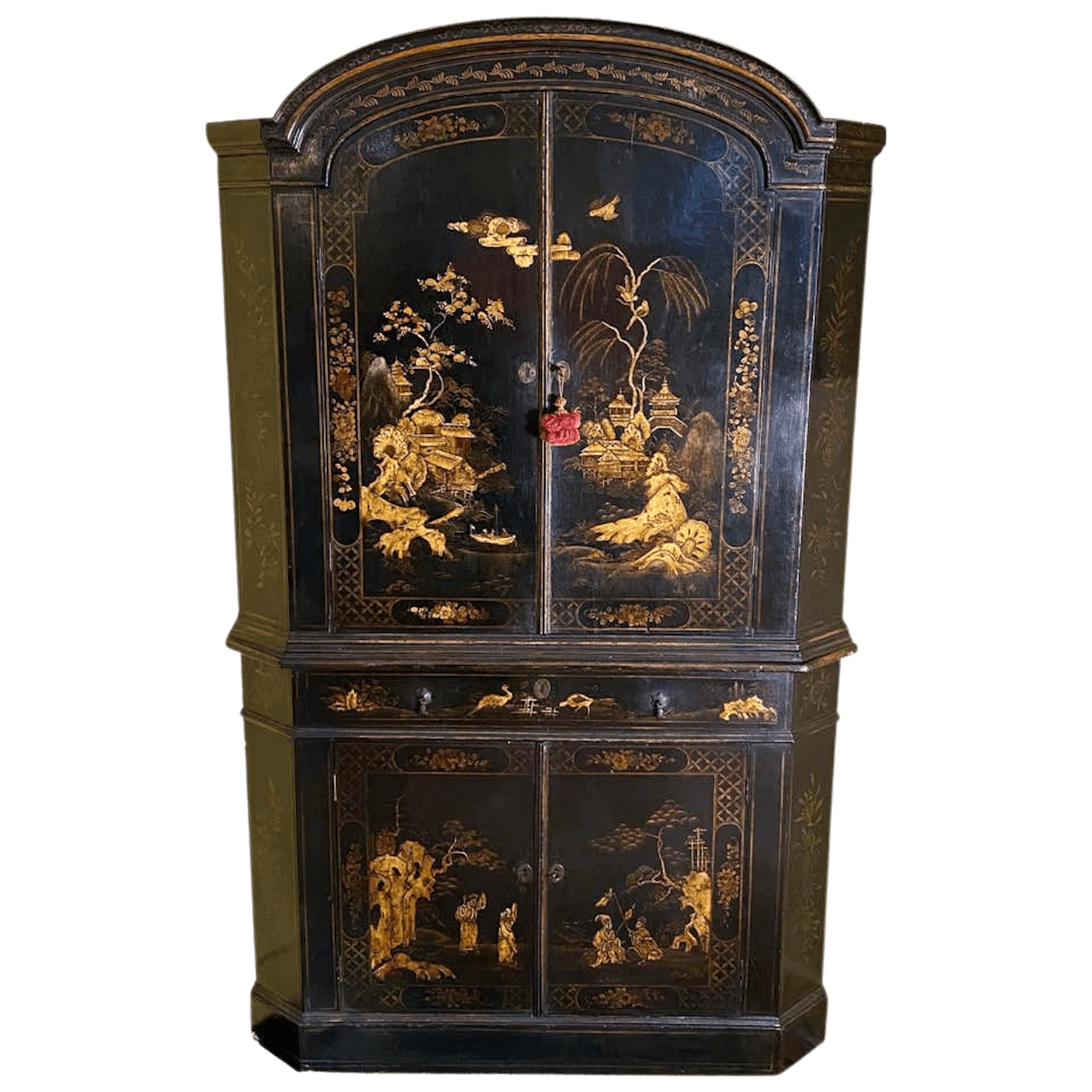 Early 18th century japanned double corner cabinet