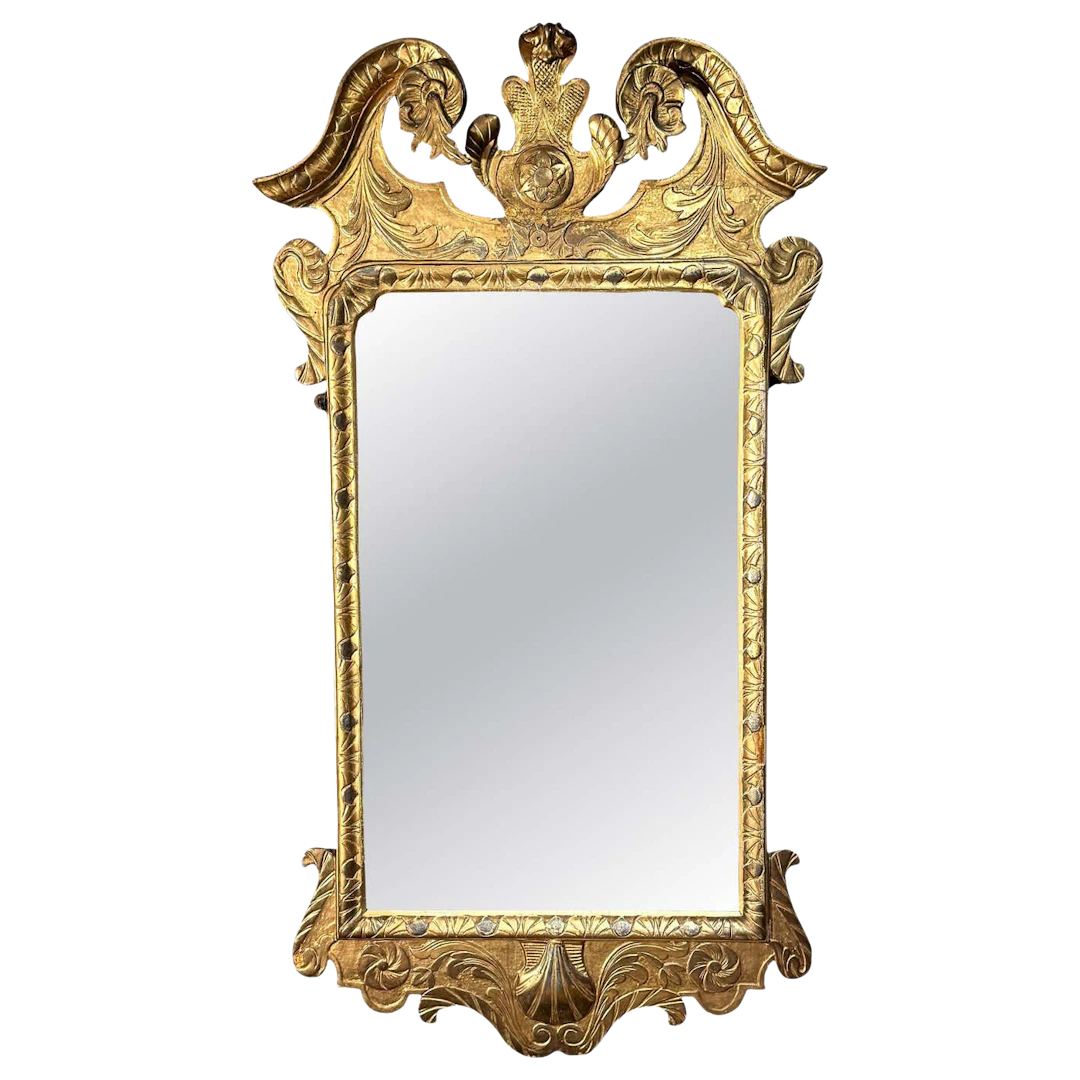 Rare George II-Period Carved Gesso And Giltwood Mirror
