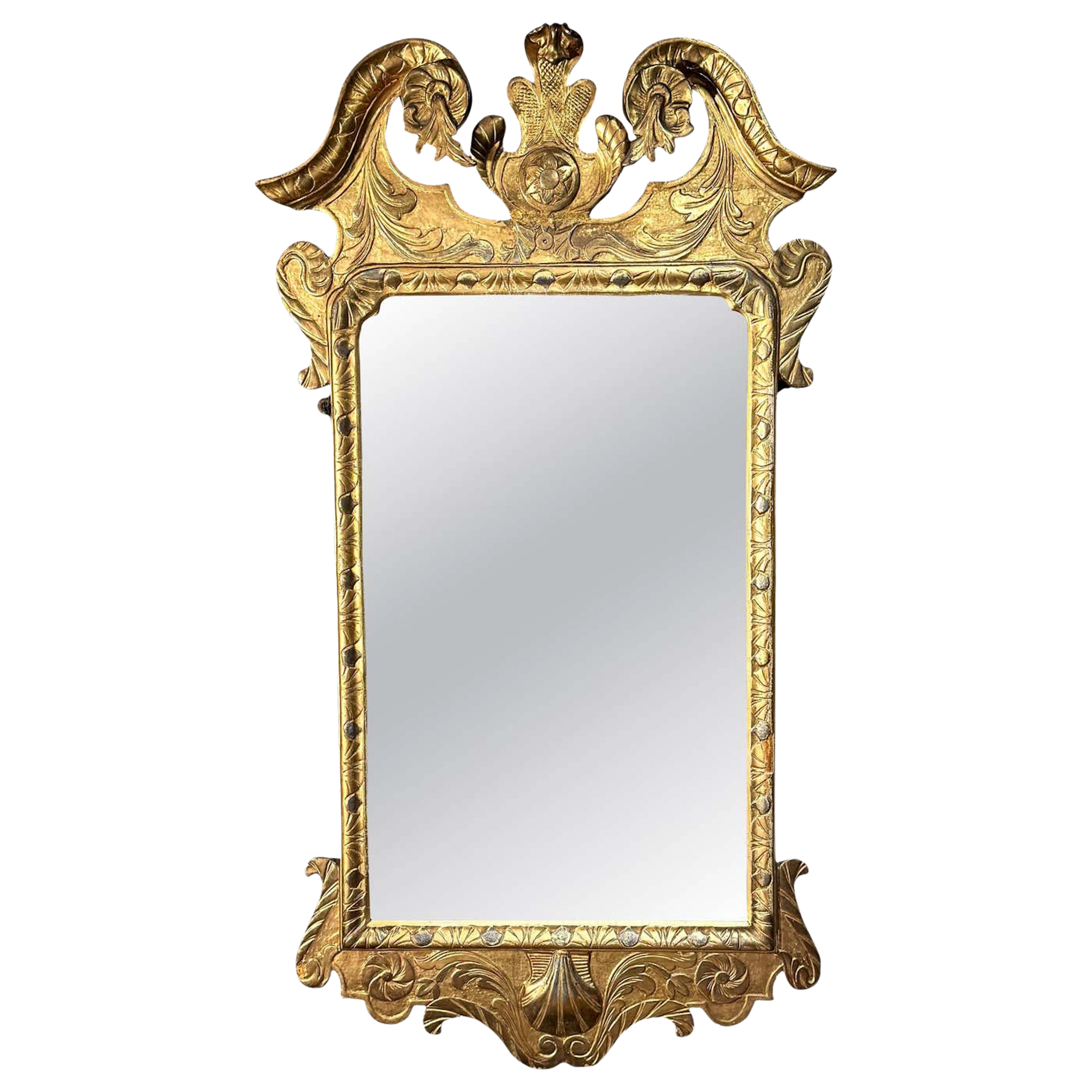 Rare George II-Period Carved Gesso And Giltwood Mirror