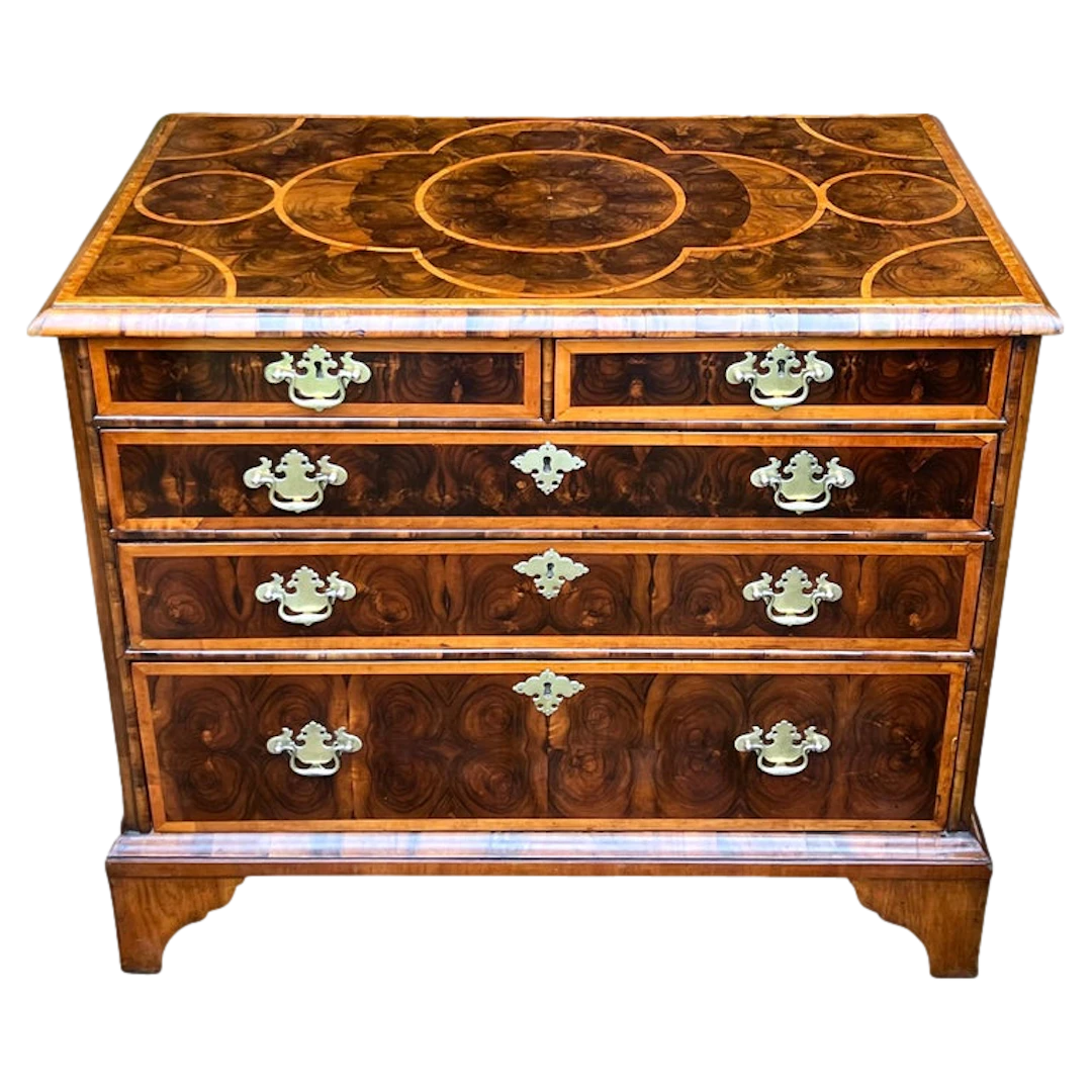 William & Mary Period Oyster Laburnum and Walnut Chest