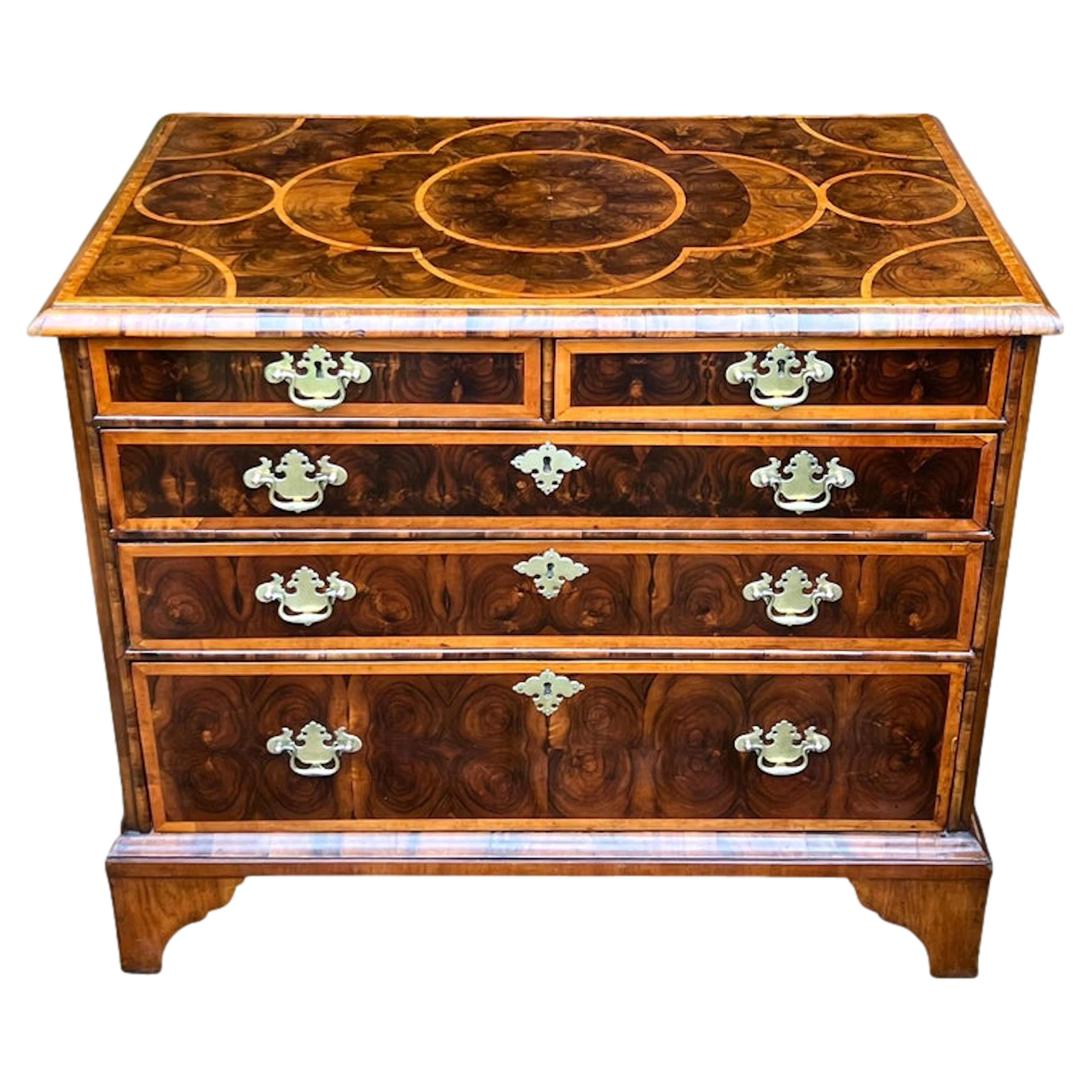 William & Mary Period Oyster Laburnum and Walnut Chest