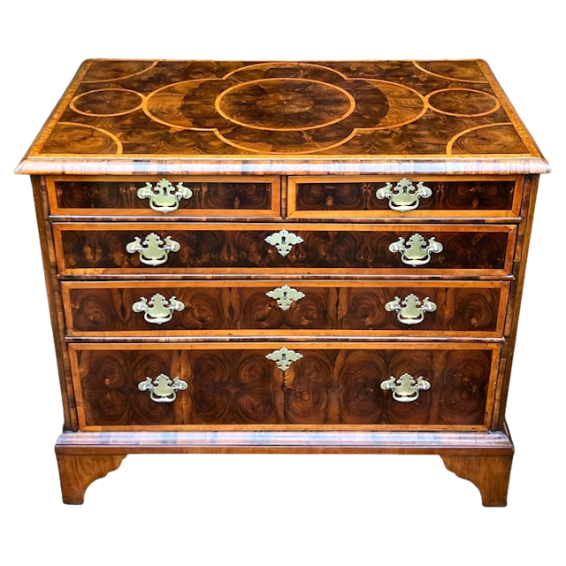 William & Mary Period Oyster Laburnum and Walnut Chest
