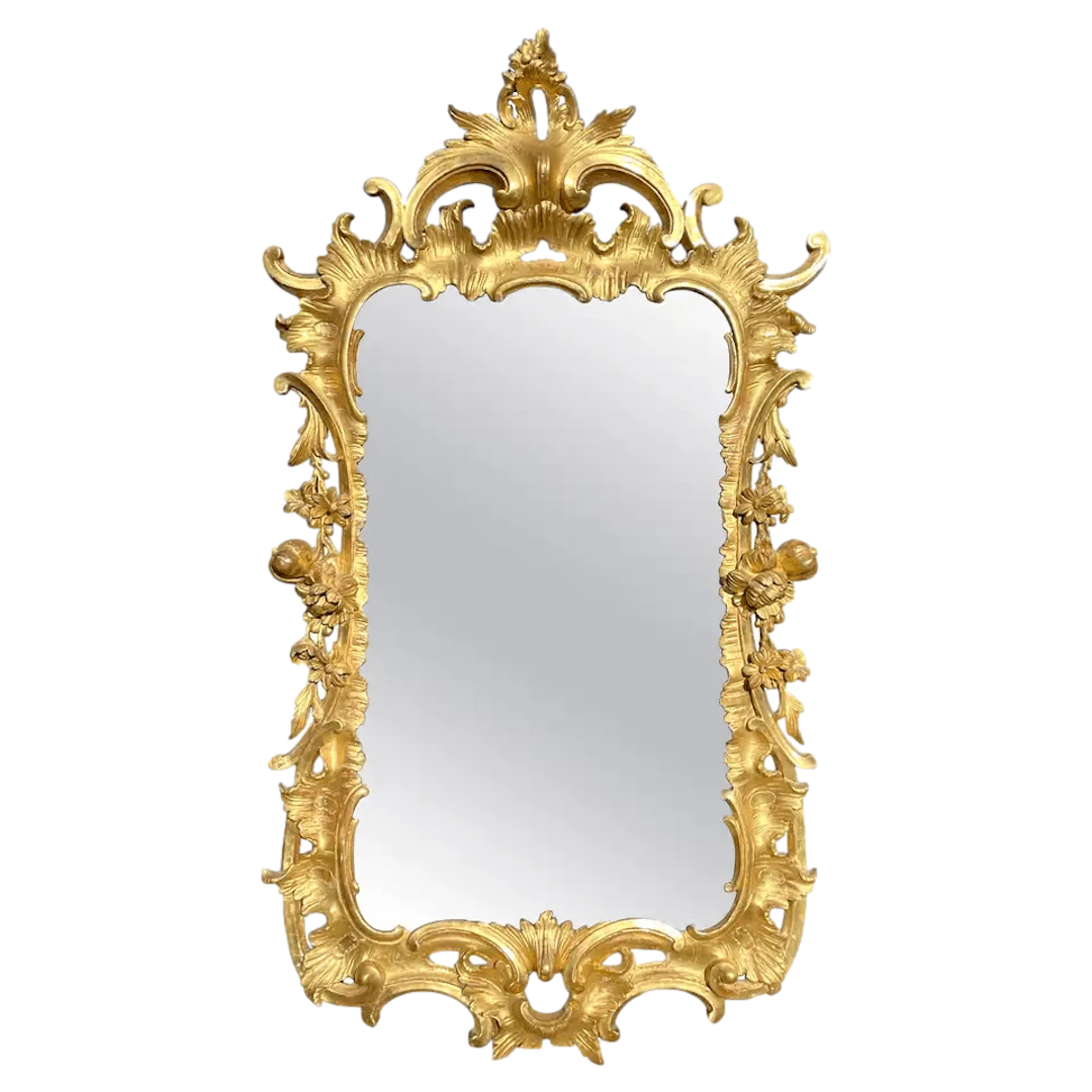 George III Chippendale carved giltwood mirror