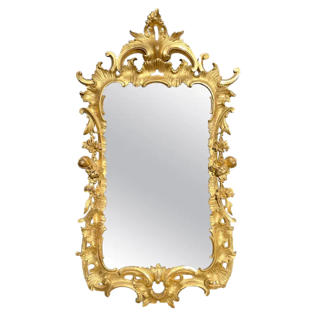 George III Chippendale carved giltwood mirror