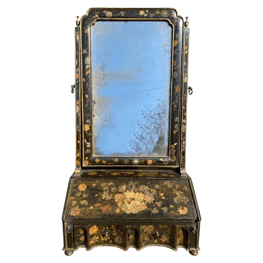 William & Mary Japanned Painted Dressing Table Mirror