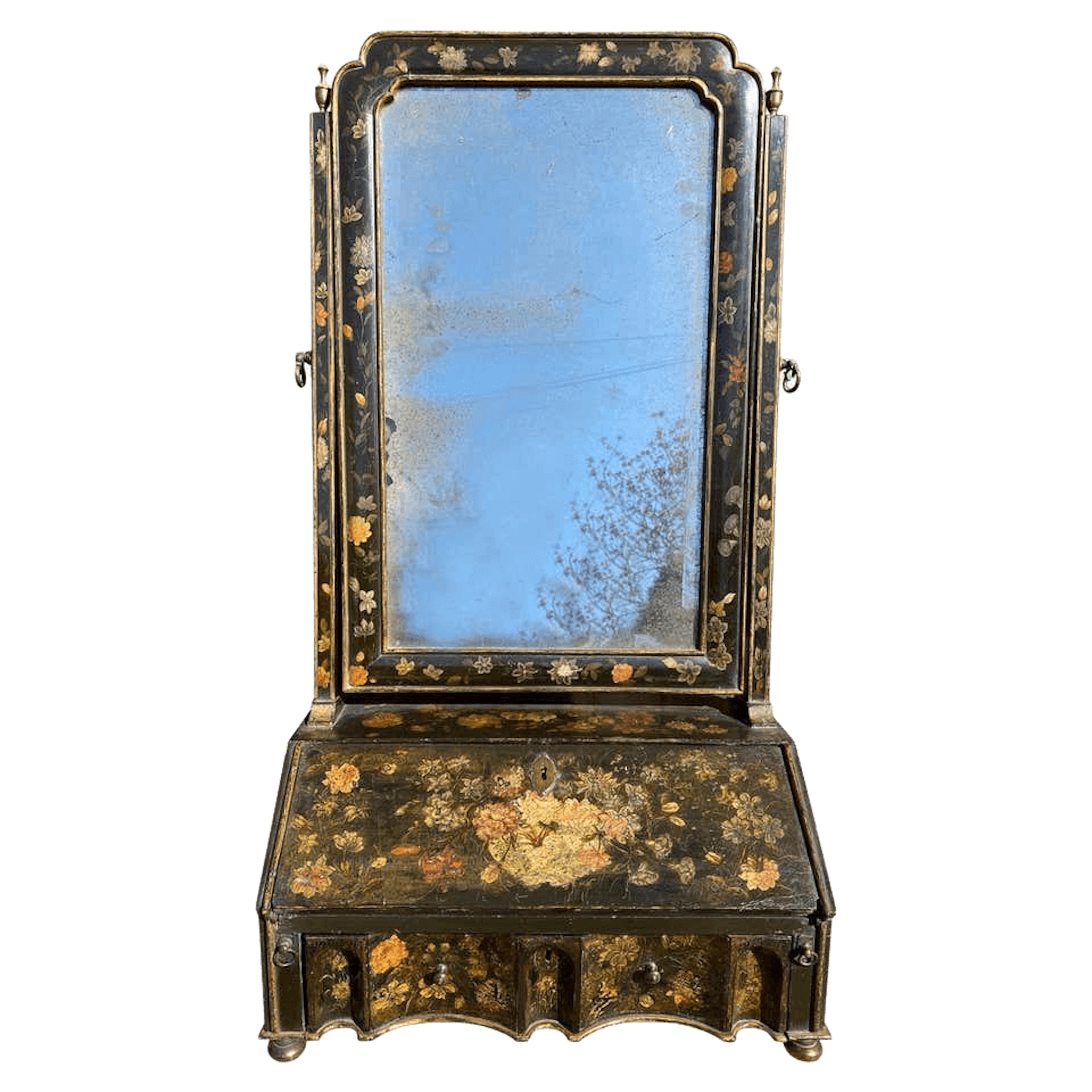 William & Mary Japanned Painted Dressing Table Mirror