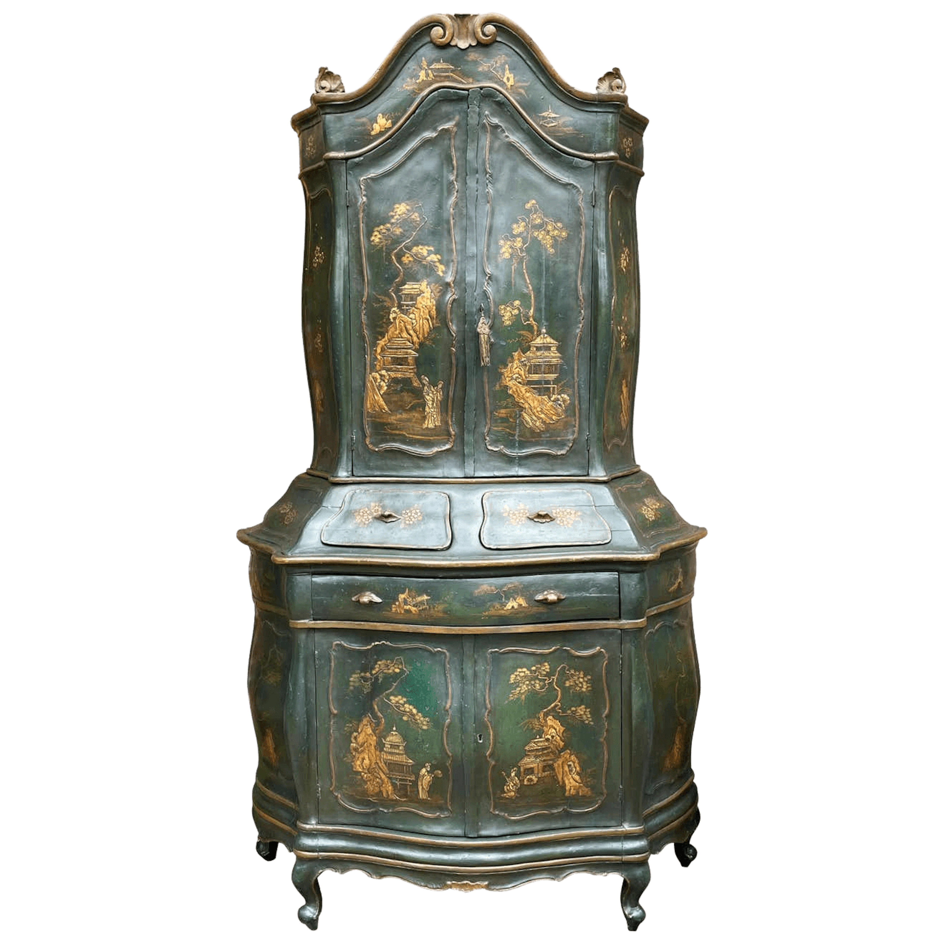 19th century Venetian rococo lacquer cabinet