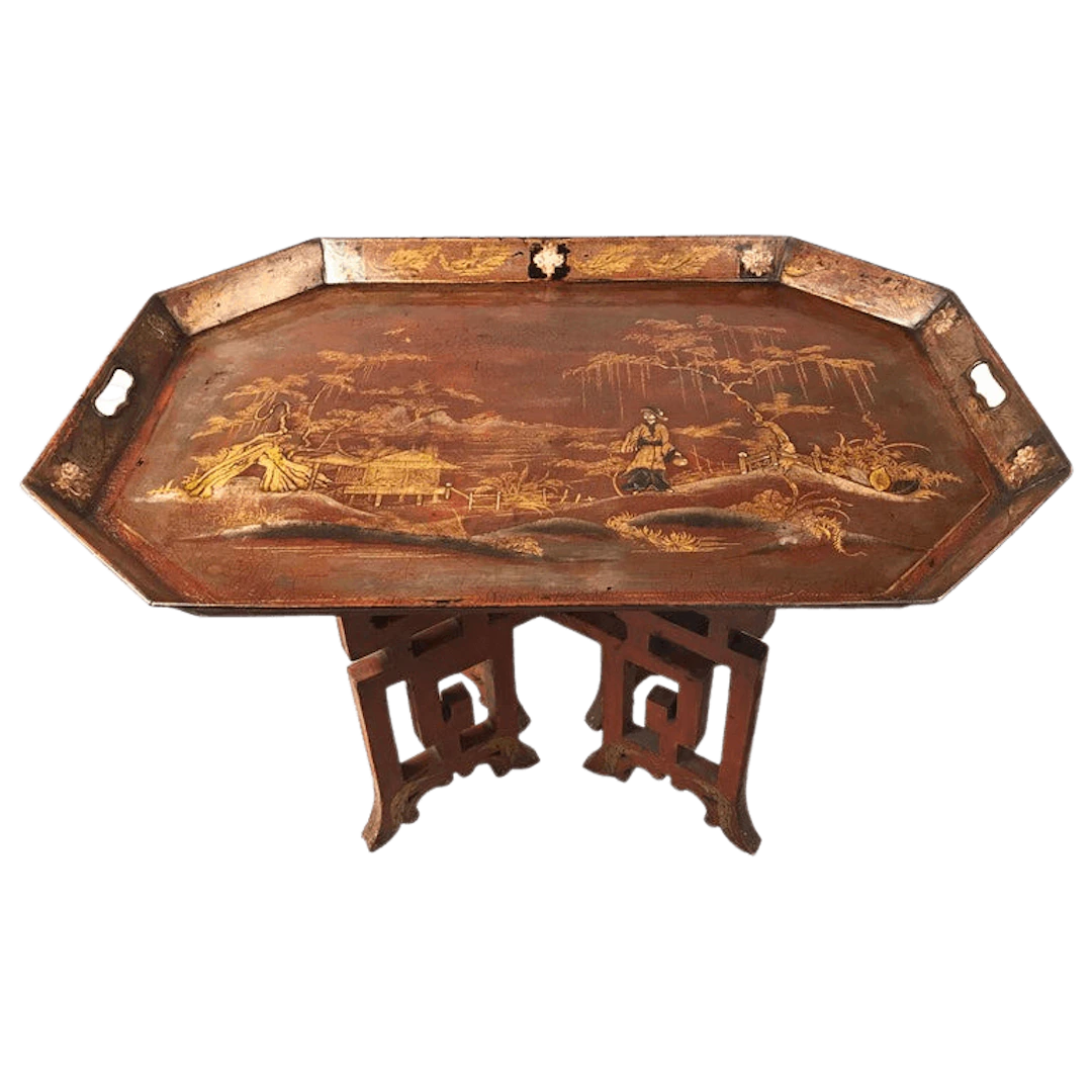 Large Regency Chinoiserie japanned tôle tray table