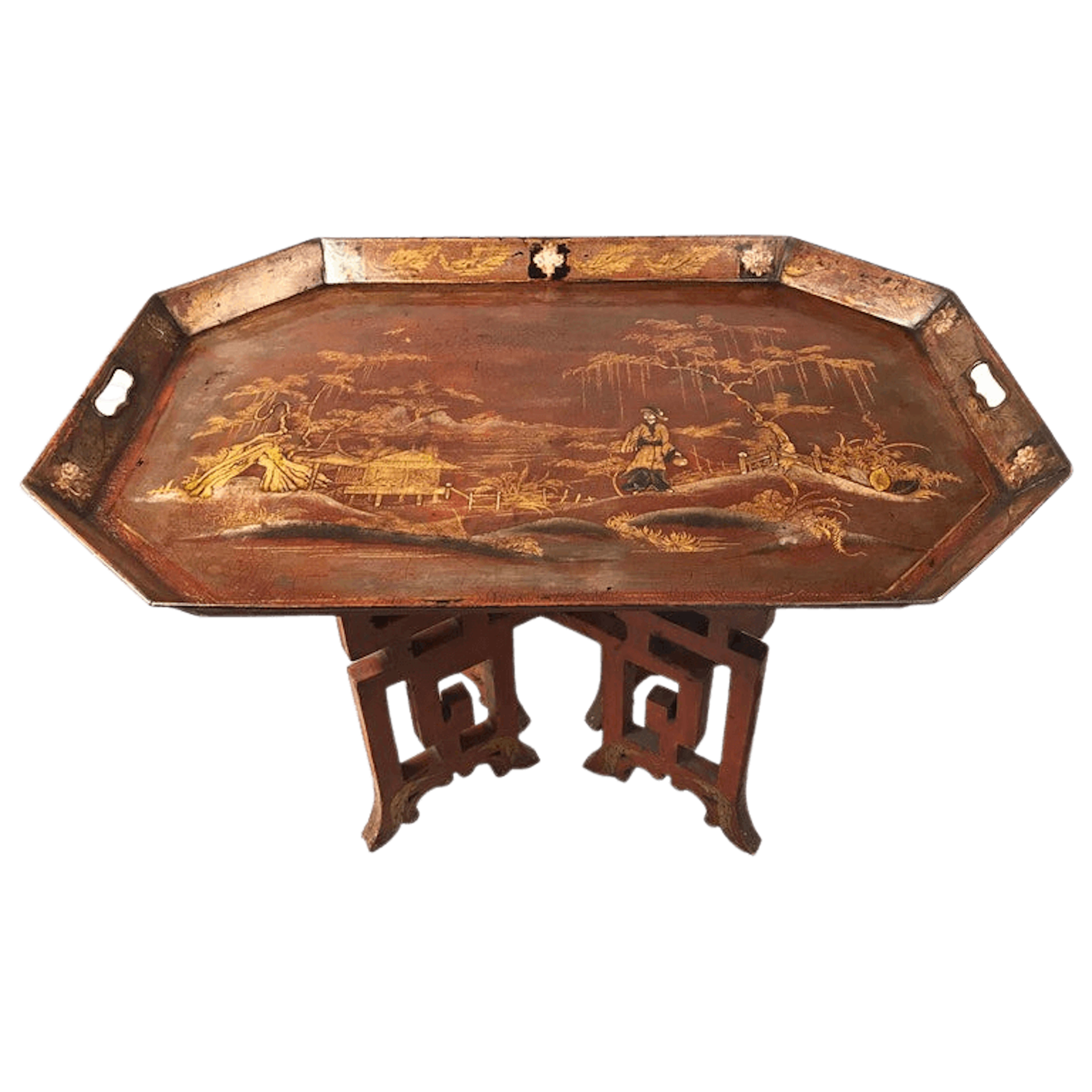 Large Regency Chinoiserie japanned tôle tray table