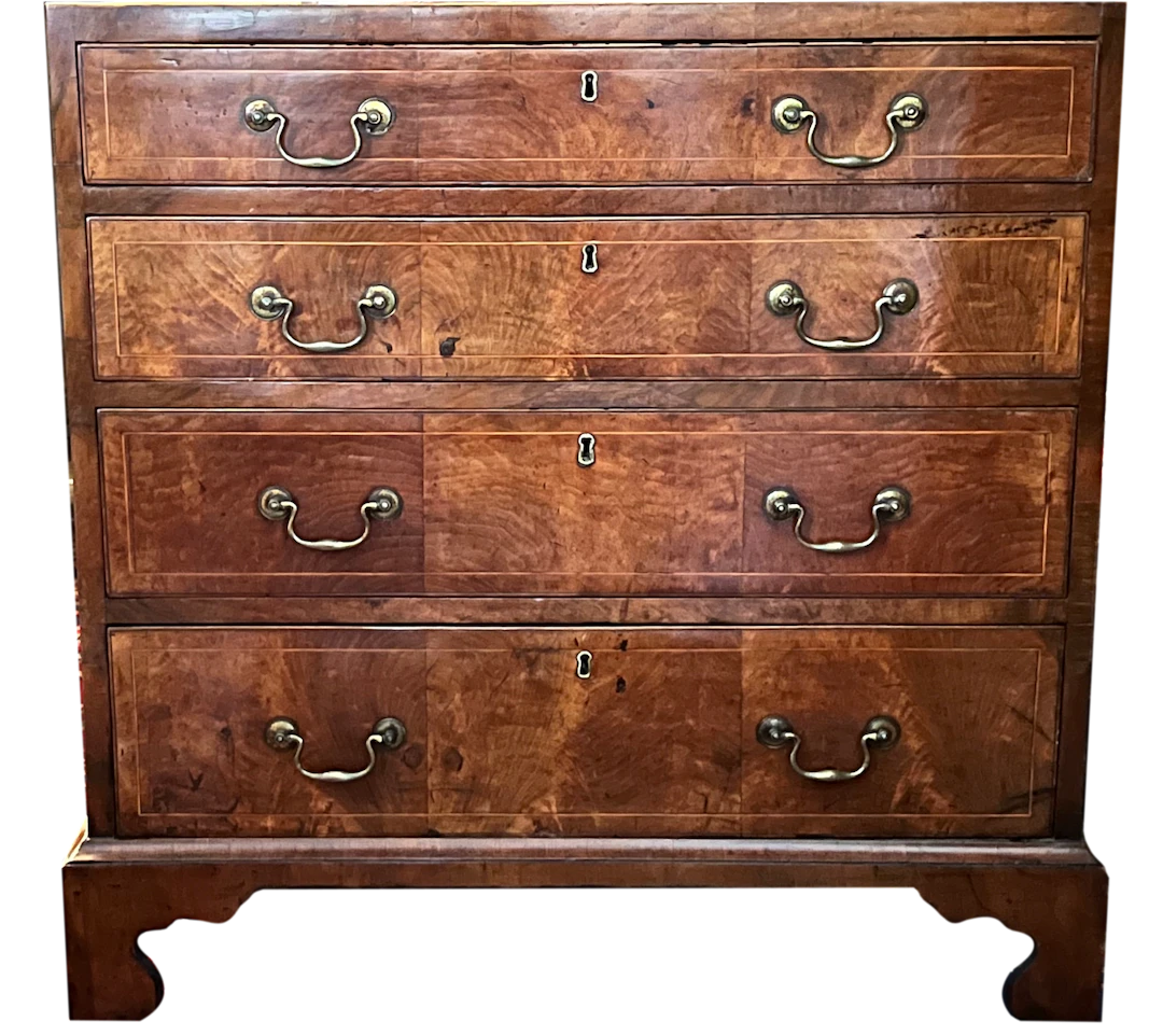 George II walnut caddy top chest