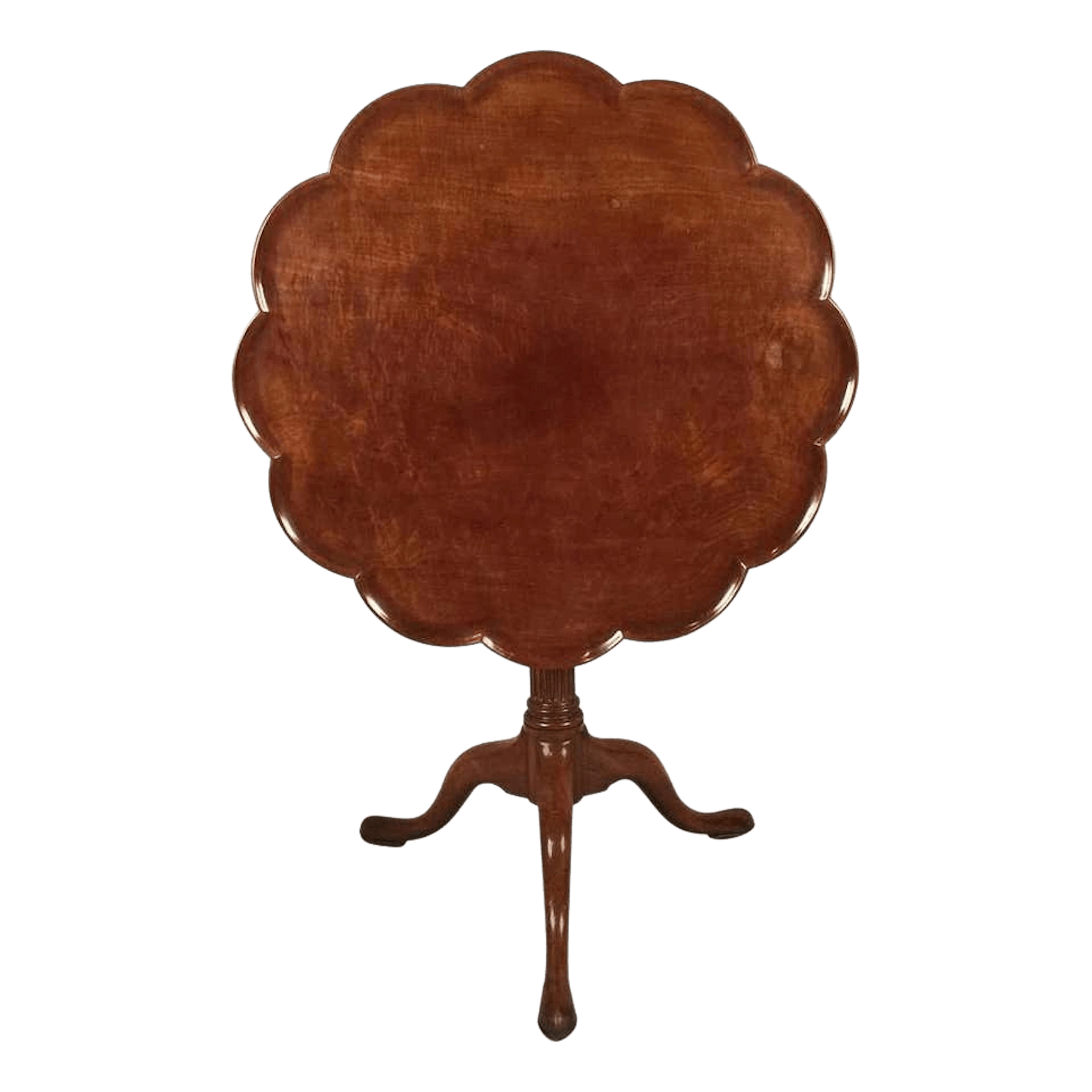 George II mahogany scalloped tripod table