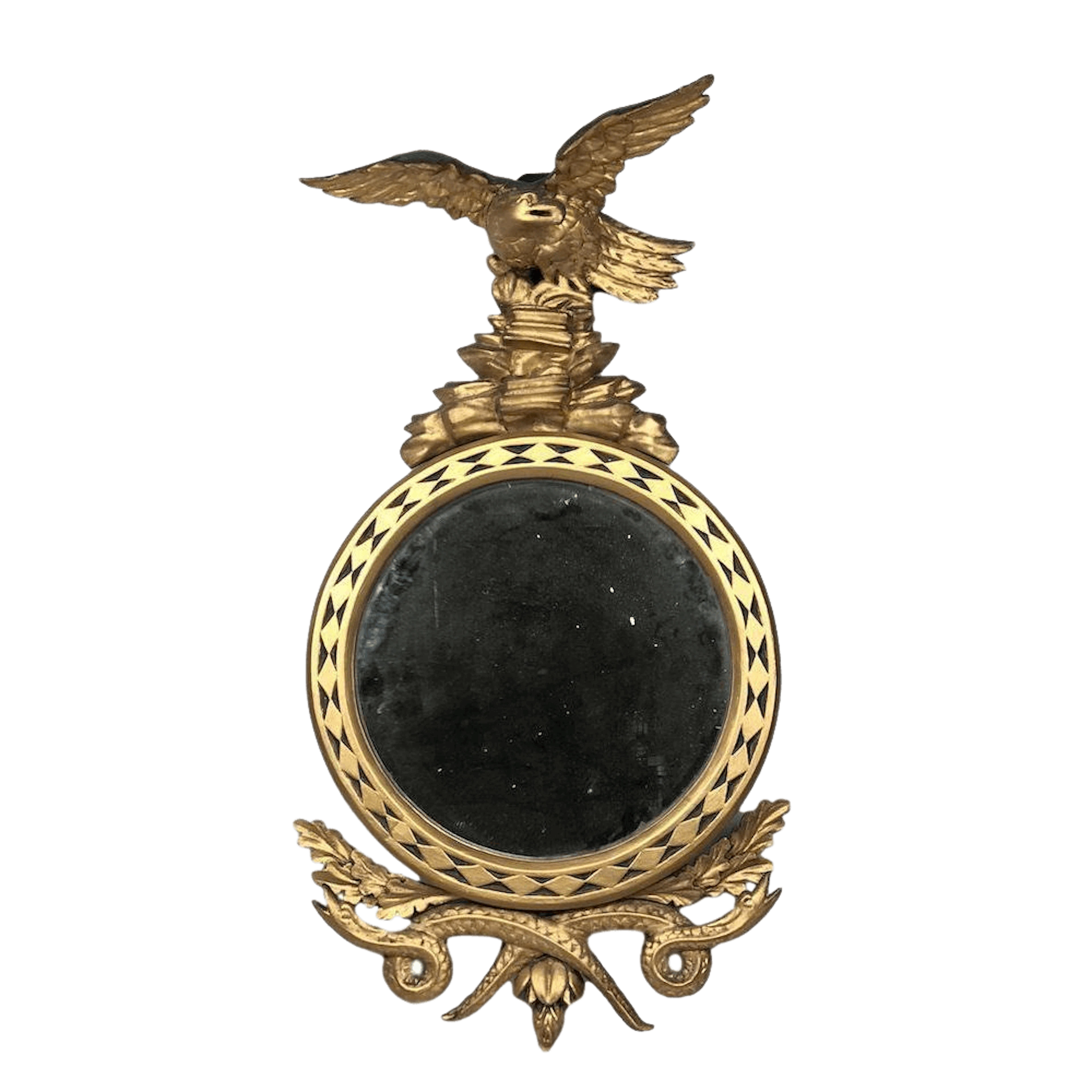Regency carved giltwood eagle serpent mirror