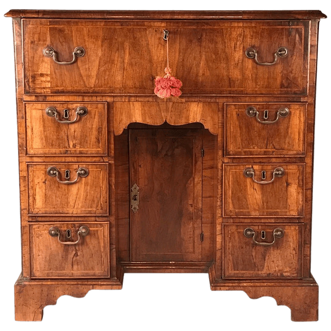 18th century walnut secretaire kneehole desk