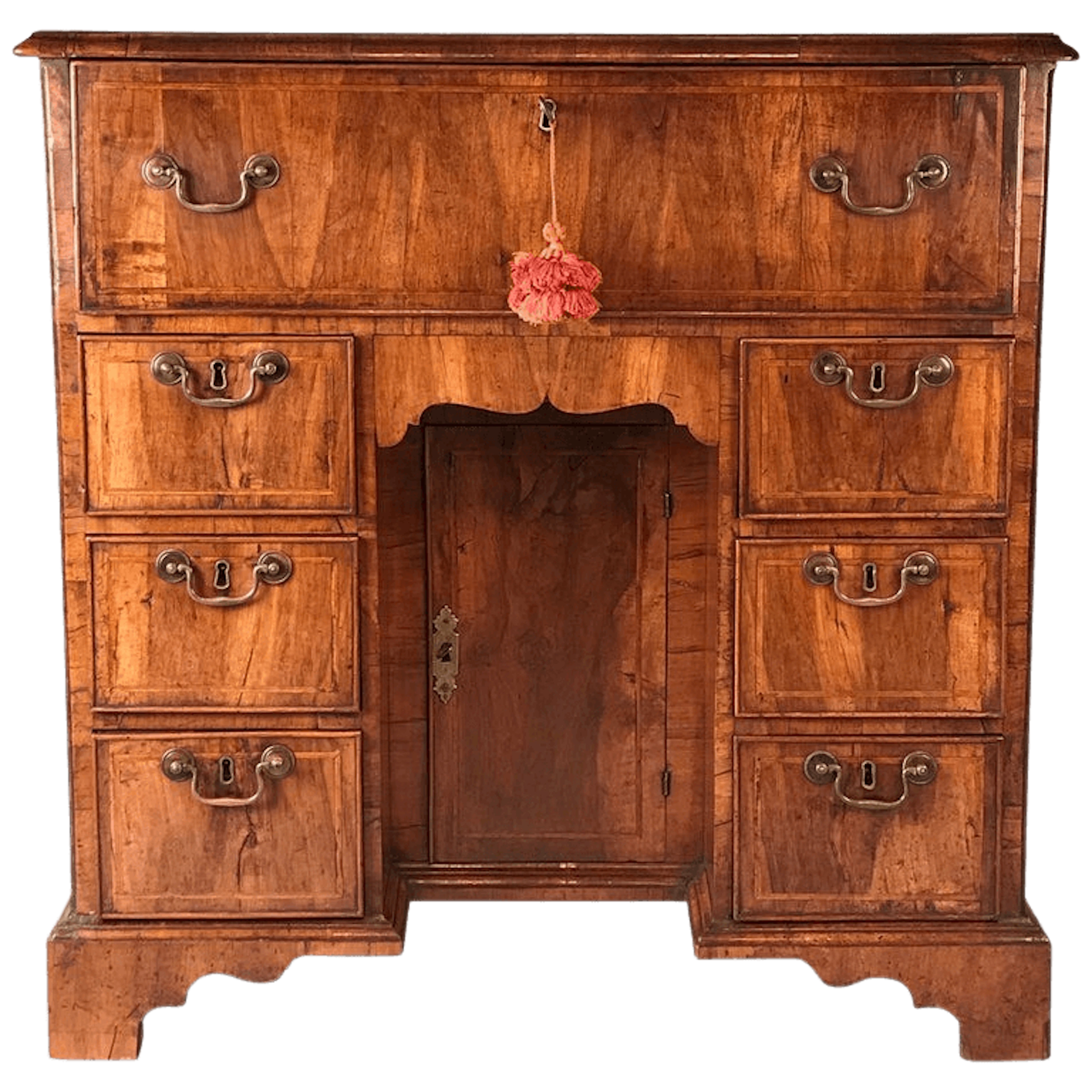18th century walnut secretaire kneehole desk