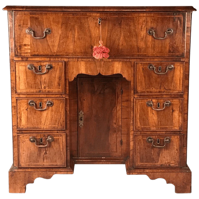 18th century walnut secretaire kneehole desk