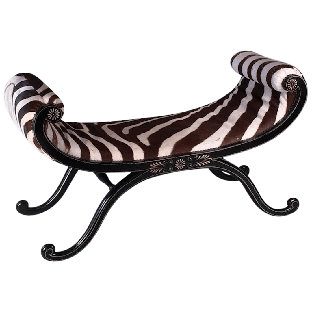 Pair Regency style ebonised window seats