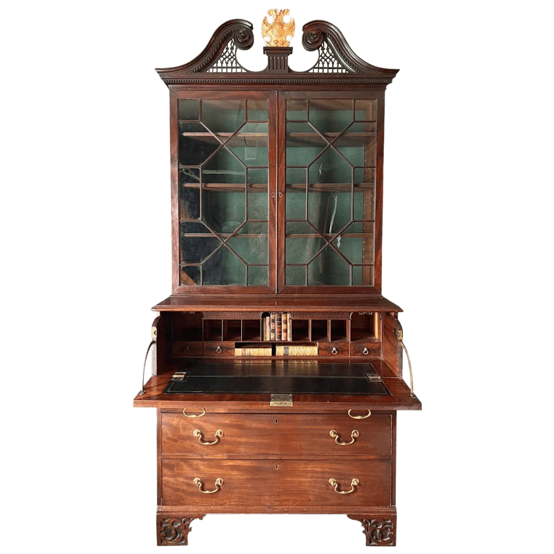 18th century mahogany secretaire bookcase china cabinet