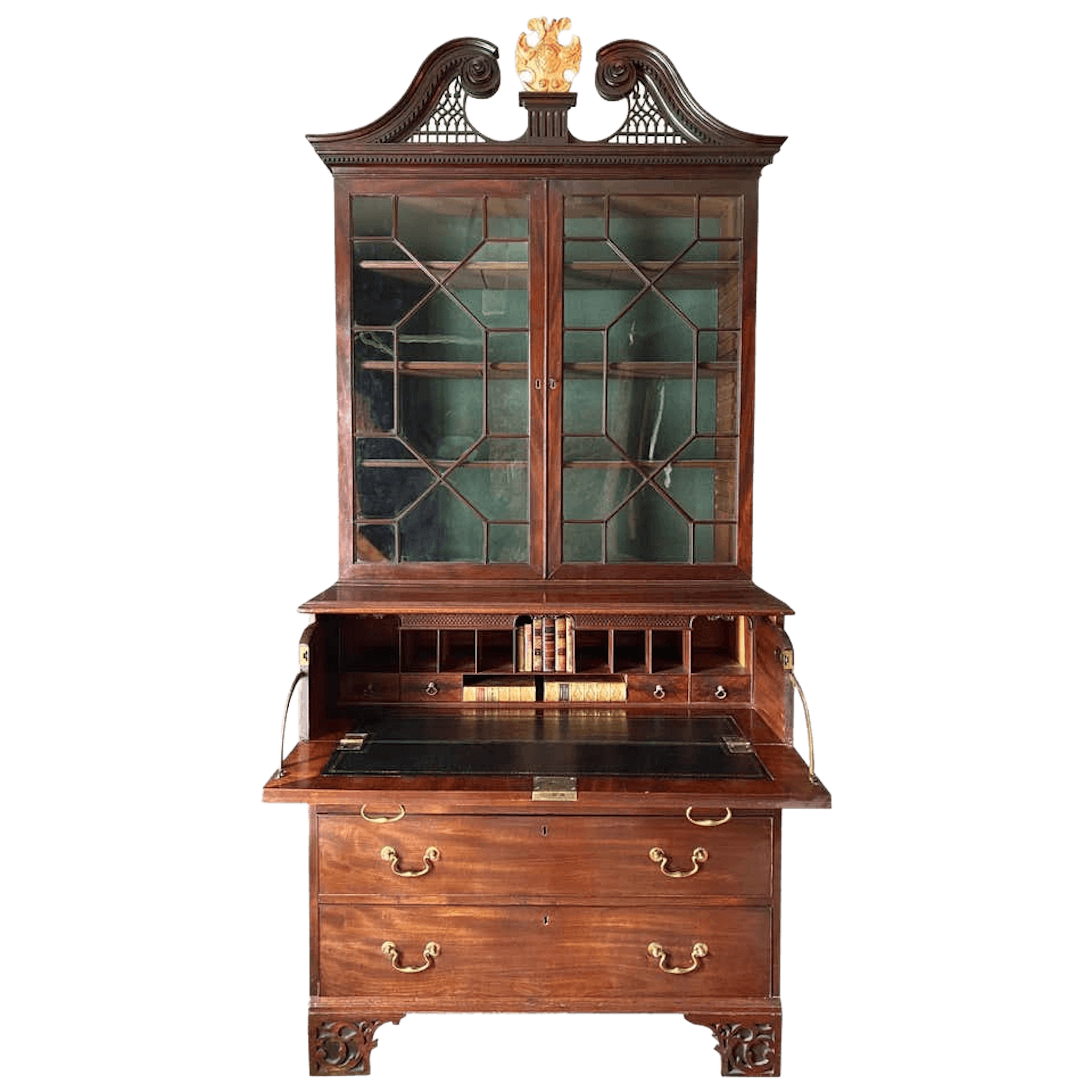 18th century mahogany secretaire bookcase china cabinet