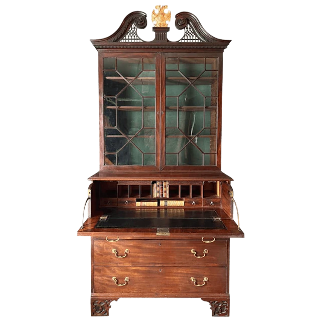 18th century mahogany secretaire bookcase china cabinet