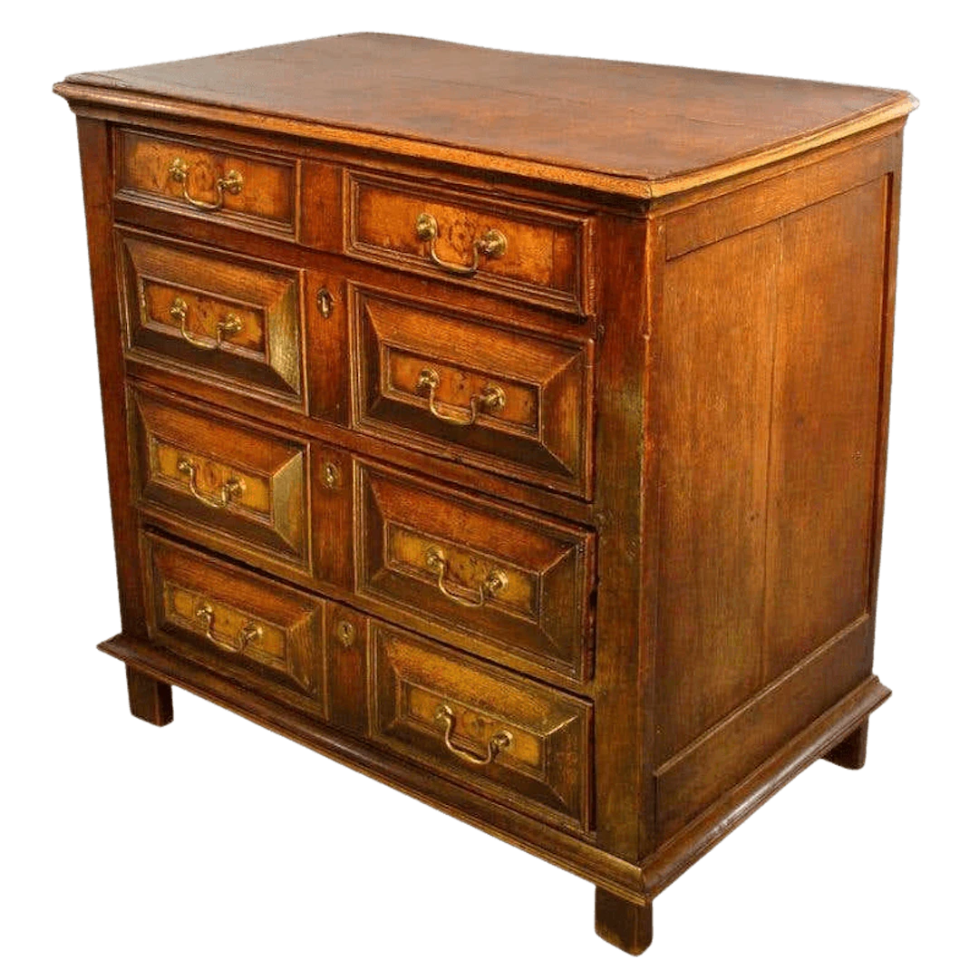 Charles II period oak walnut chest of drawers