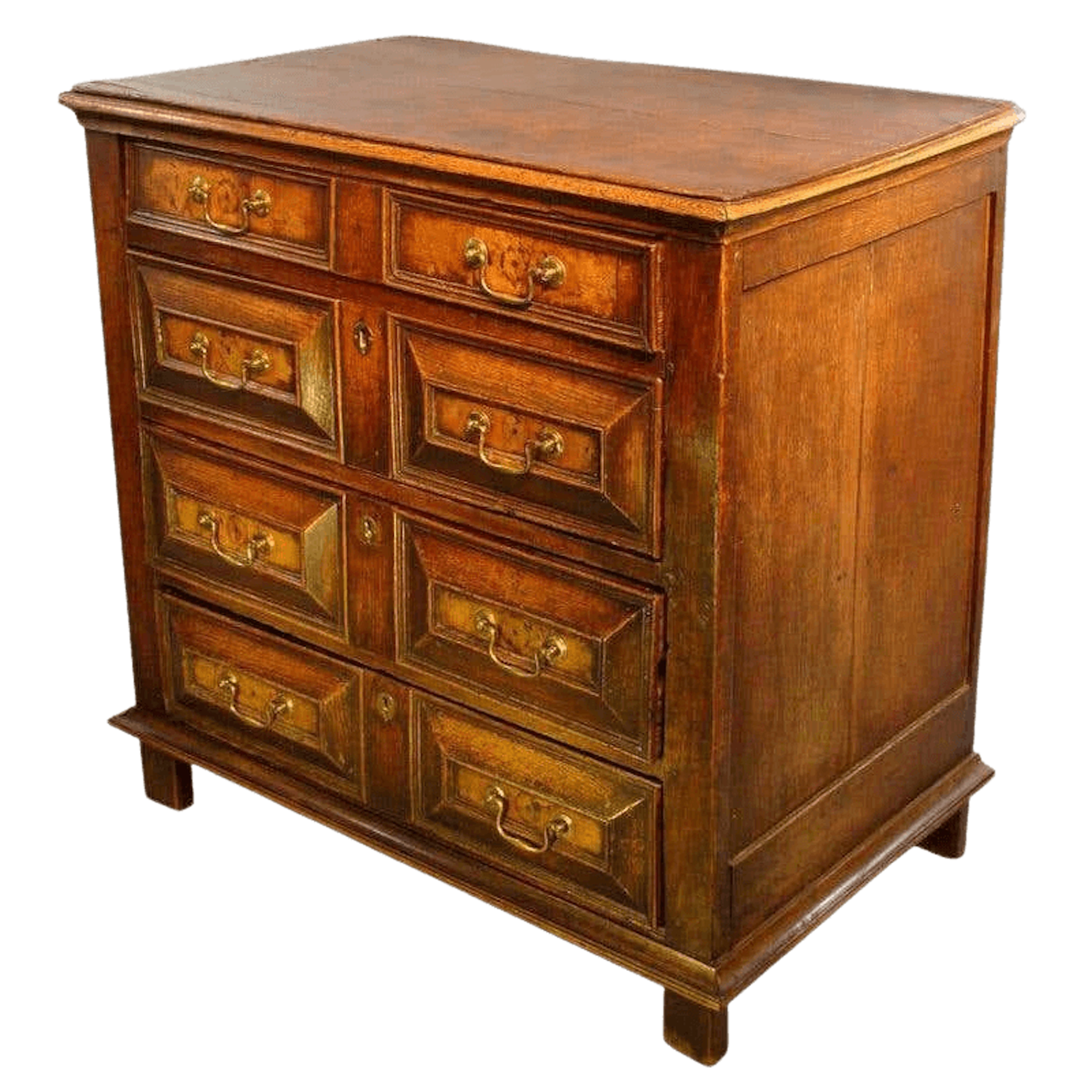Charles II period oak walnut chest of drawers