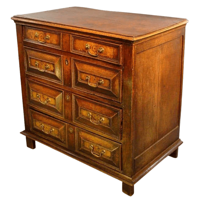 Charles II period oak walnut chest of drawers