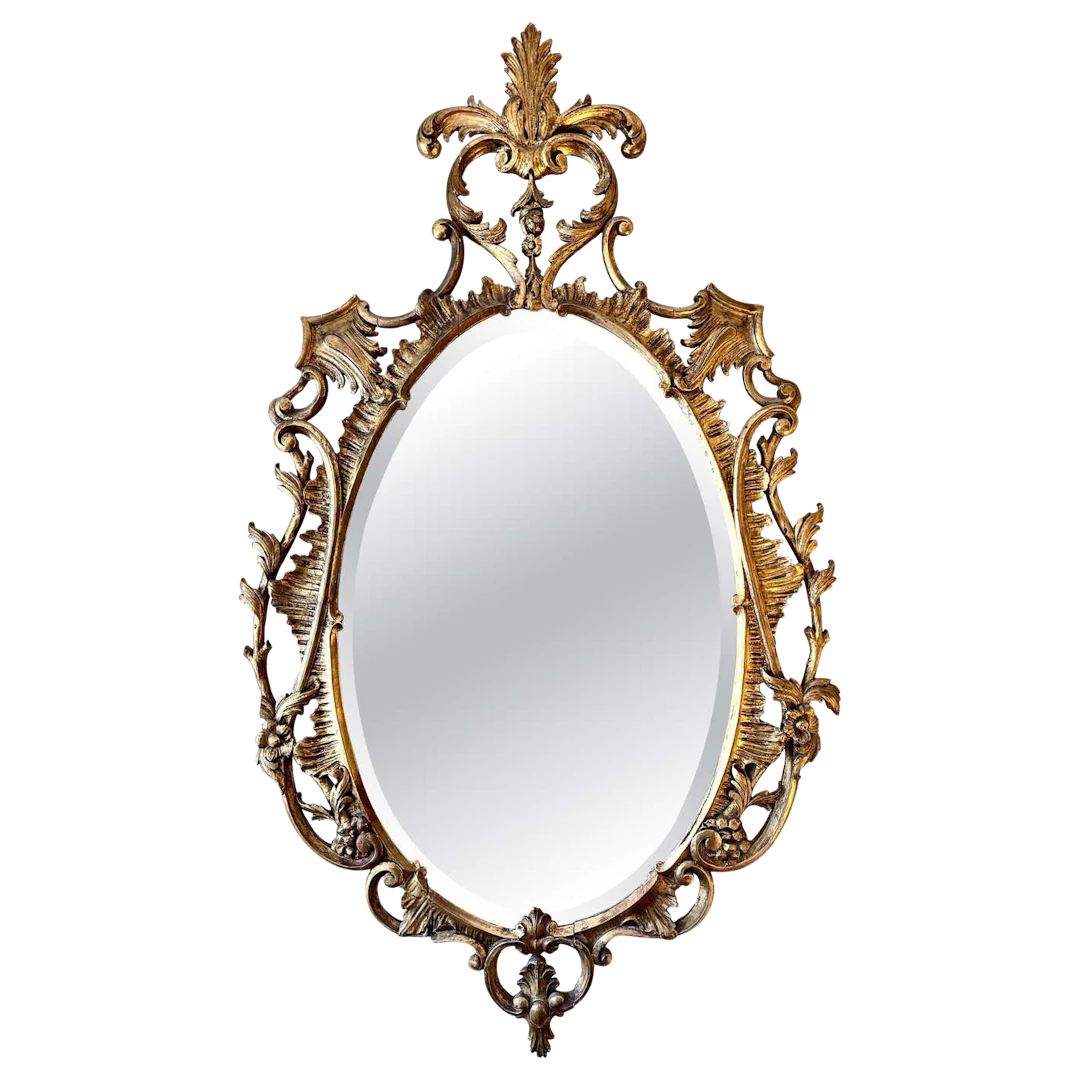 Large George III Chippendale Carved Giltwood Mirror