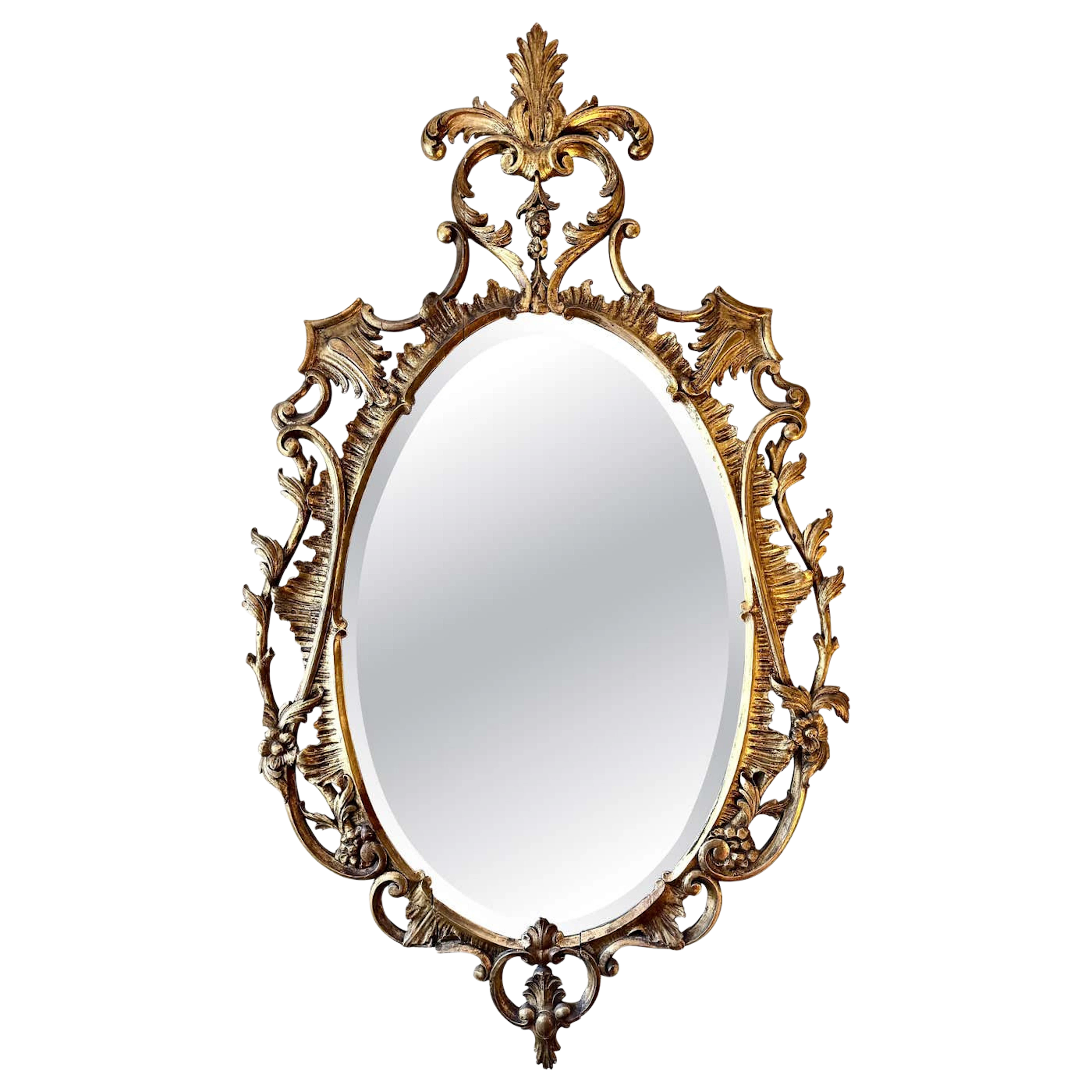 Large George III Chippendale Carved Giltwood Mirror